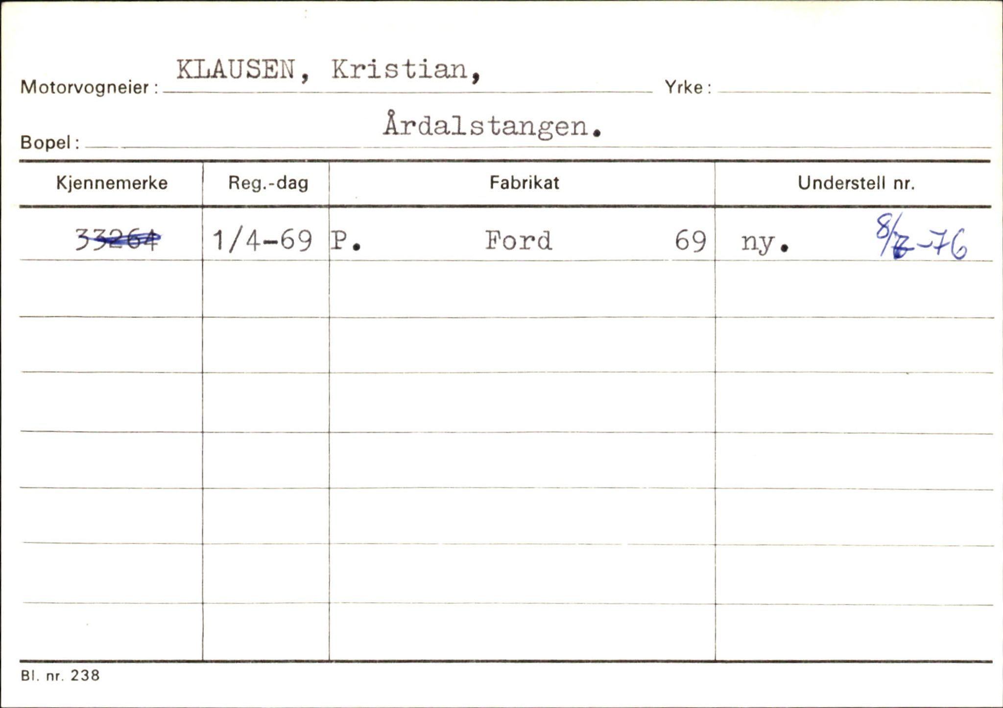 Statens vegvesen, Sogn og Fjordane vegkontor, AV/SAB-A-5301/4/F/L0145: Registerkort Vågsøy S-Å. Årdal I-P, 1945-1975, p. 1144