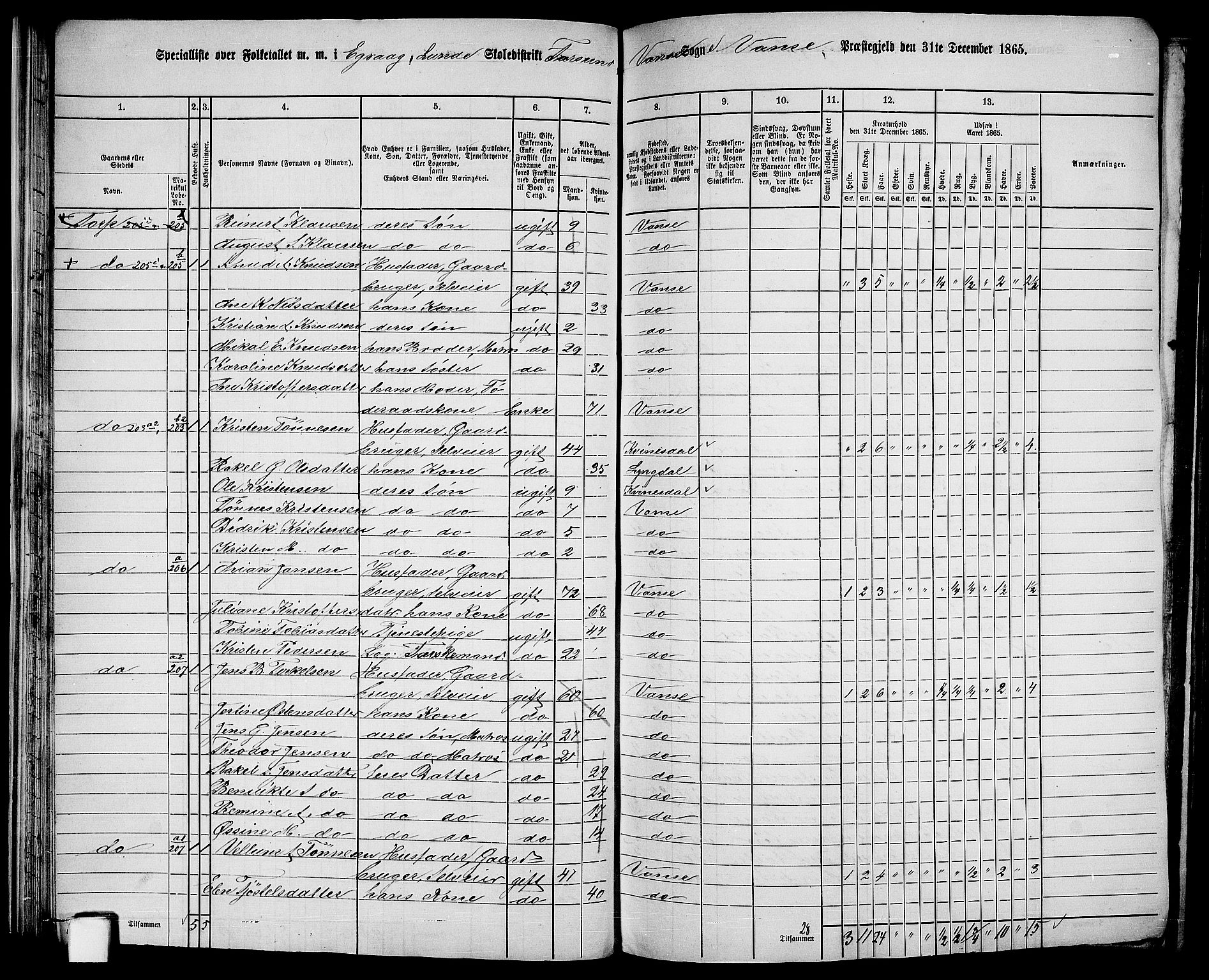 RA, 1865 census for Vanse/Vanse og Farsund, 1865, p. 41