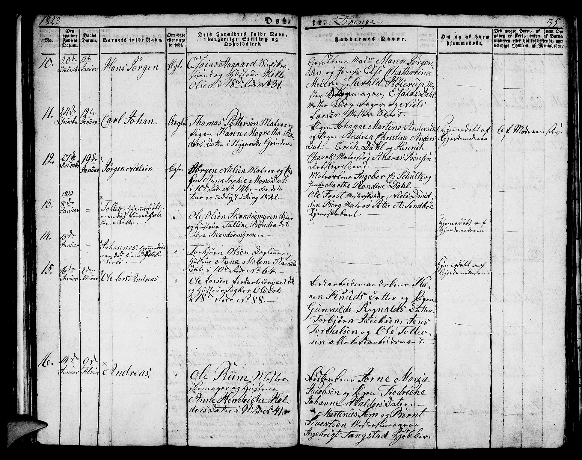 Domkirken sokneprestembete, SAB/A-74801/H/Hab/L0005: Parish register (copy) no. A 5, 1821-1830, p. 35