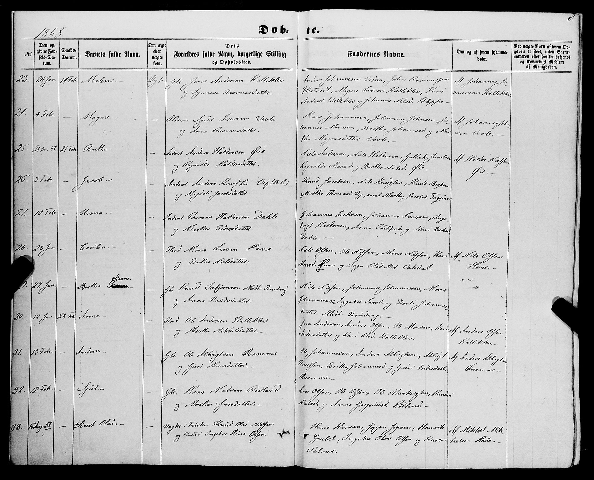 Haus sokneprestembete, AV/SAB-A-75601/H/Haa: Parish register (official) no. A 17, 1858-1870, p. 8