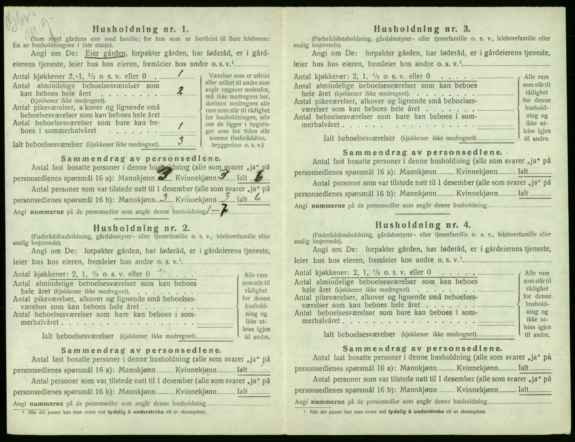 SAB, 1920 census for Ølen, 1920, p. 511