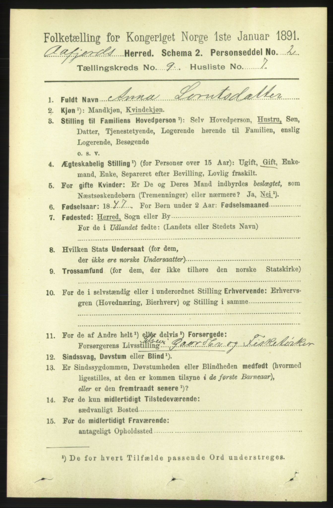 RA, 1891 census for 1630 Åfjord, 1891, p. 2486