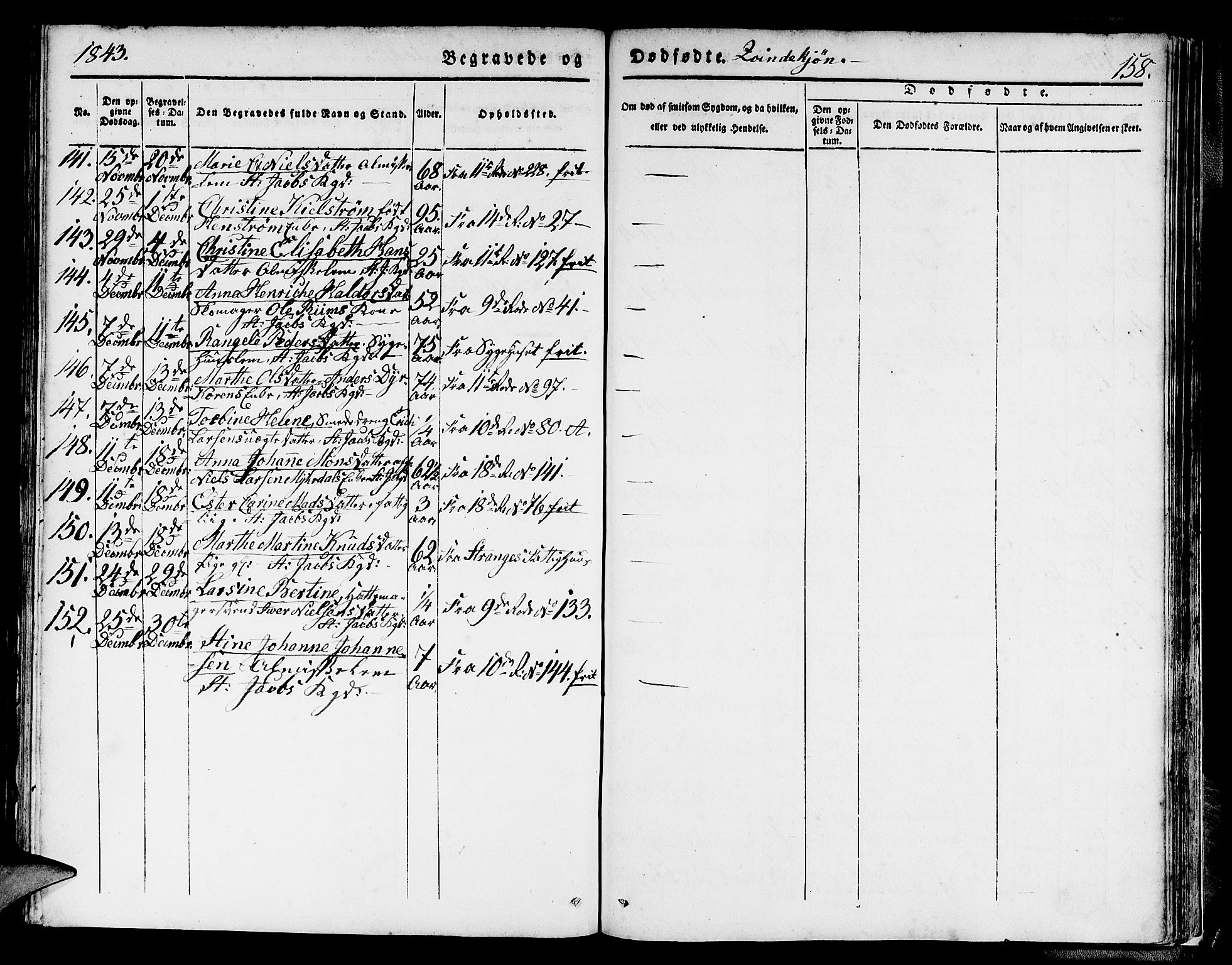 Domkirken sokneprestembete, SAB/A-74801/H/Hab/L0037: Parish register (copy) no. E 1, 1836-1848, p. 158