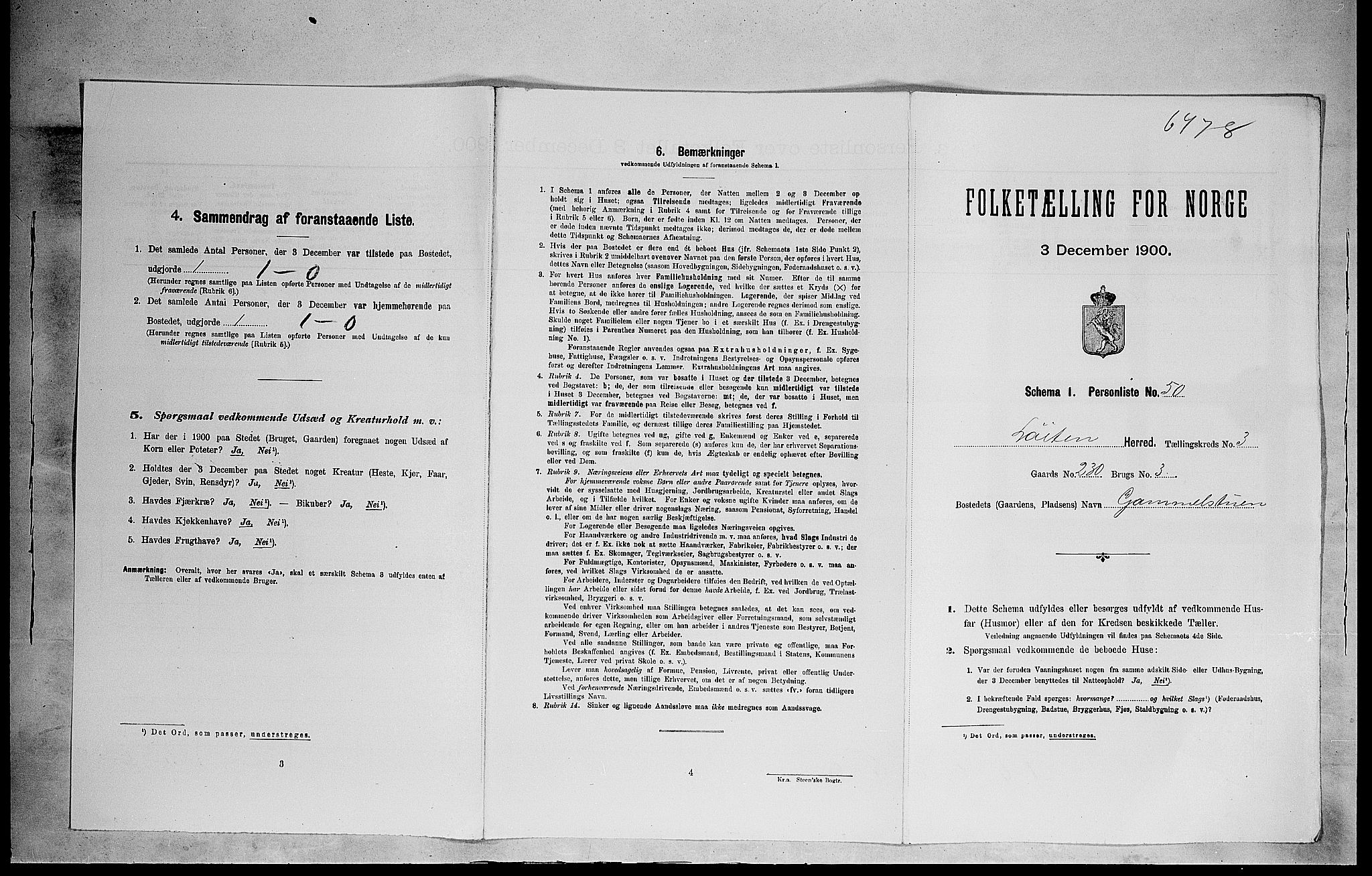 SAH, 1900 census for Løten, 1900, p. 885