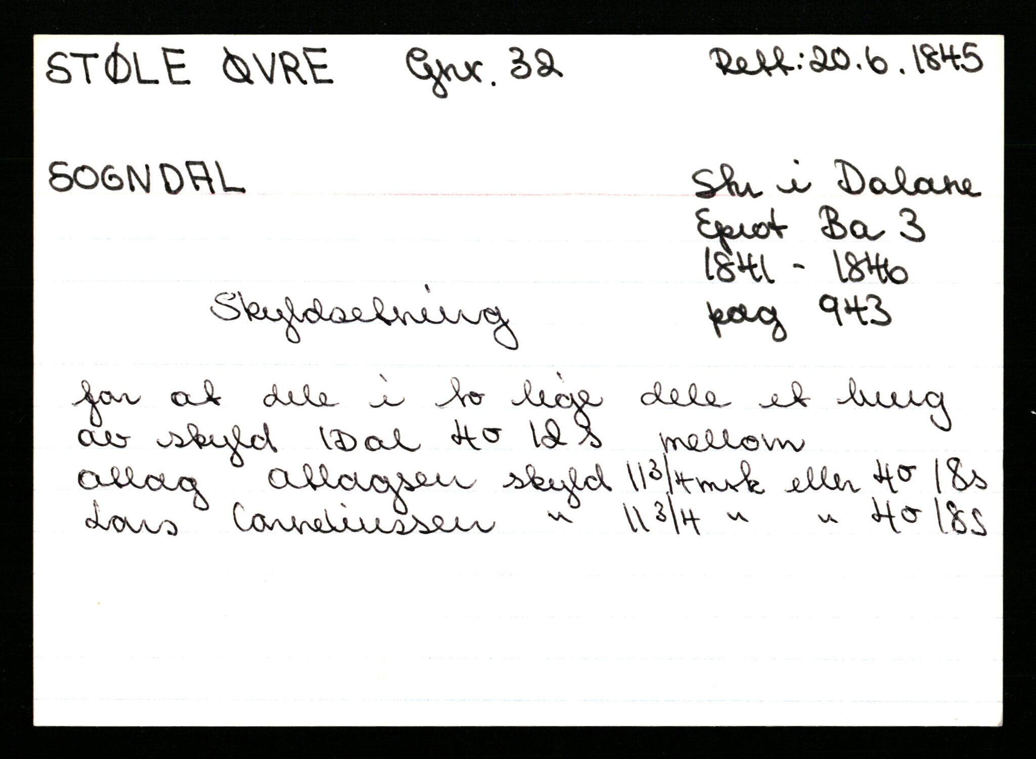 Statsarkivet i Stavanger, AV/SAST-A-101971/03/Y/Ym/L0056: Åstedskort sortert etter gårdsnavn: Stokkeland - Sund, 1600-1950, p. 545