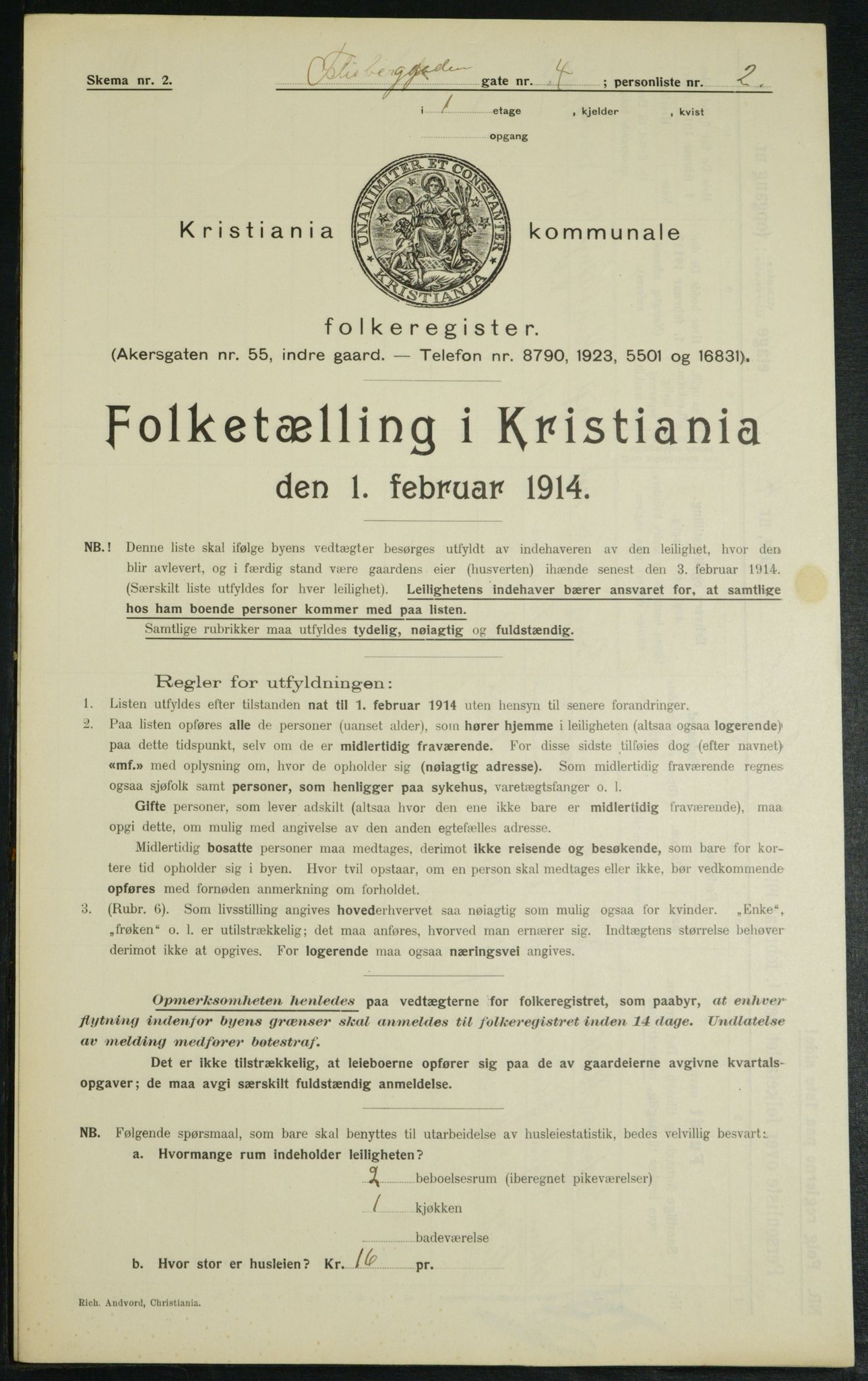 OBA, Municipal Census 1914 for Kristiania, 1914, p. 24769