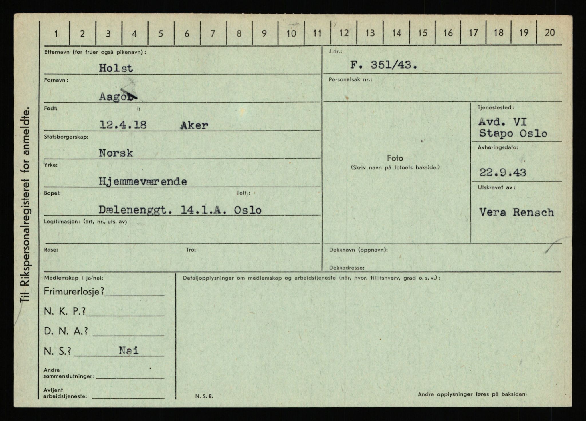 Statspolitiet - Hovedkontoret / Osloavdelingen, AV/RA-S-1329/C/Ca/L0007: Hol - Joelsen, 1943-1945, p. 462