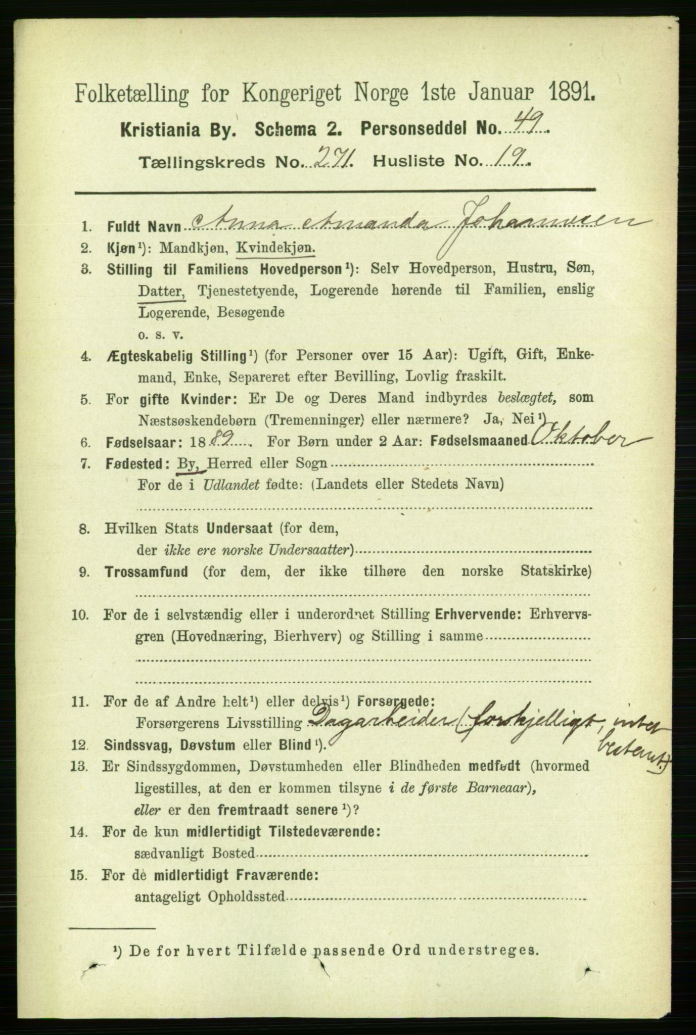 RA, 1891 census for 0301 Kristiania, 1891, p. 164966
