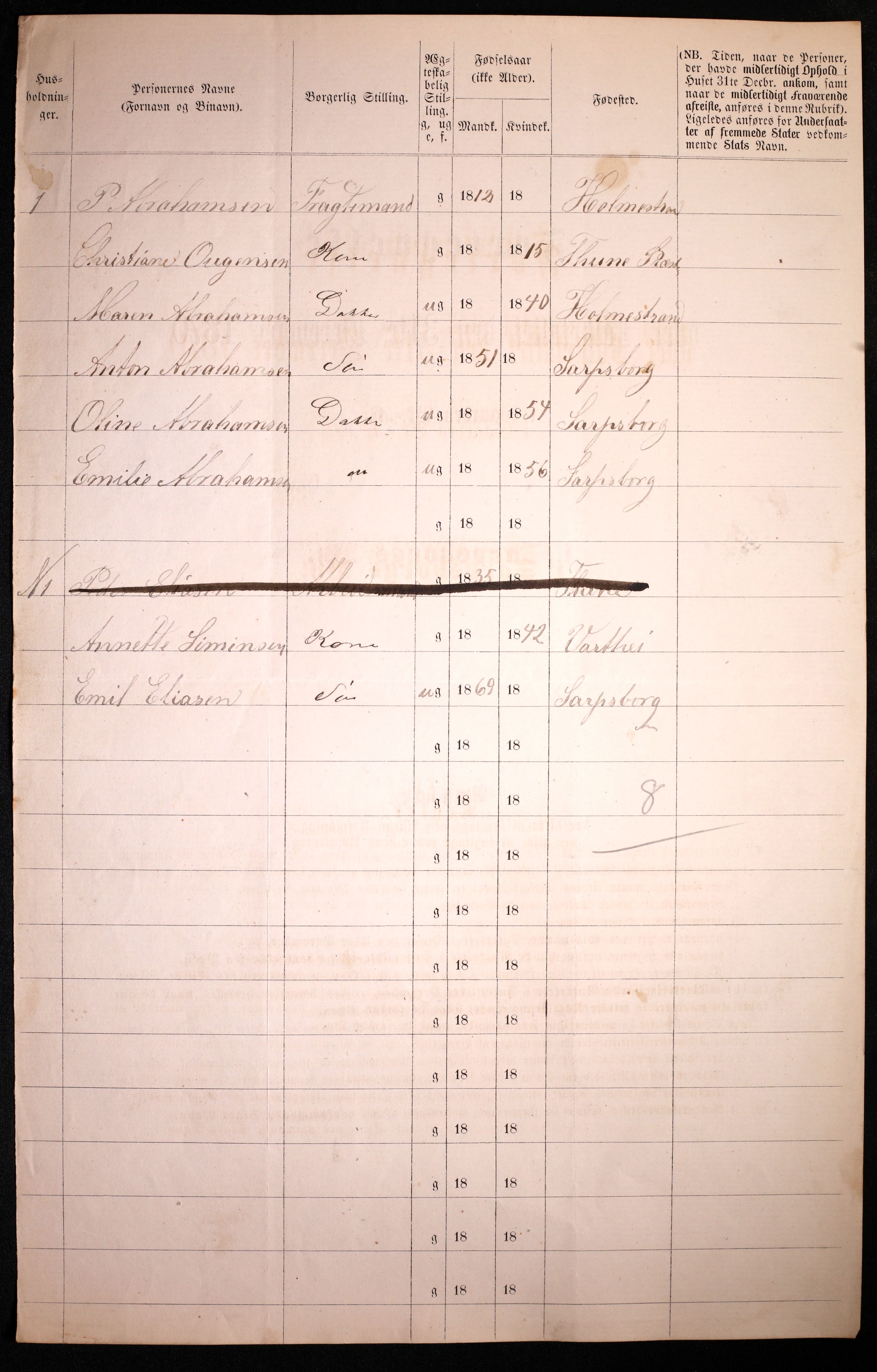 RA, 1870 census for 0102 Sarpsborg, 1870, p. 66