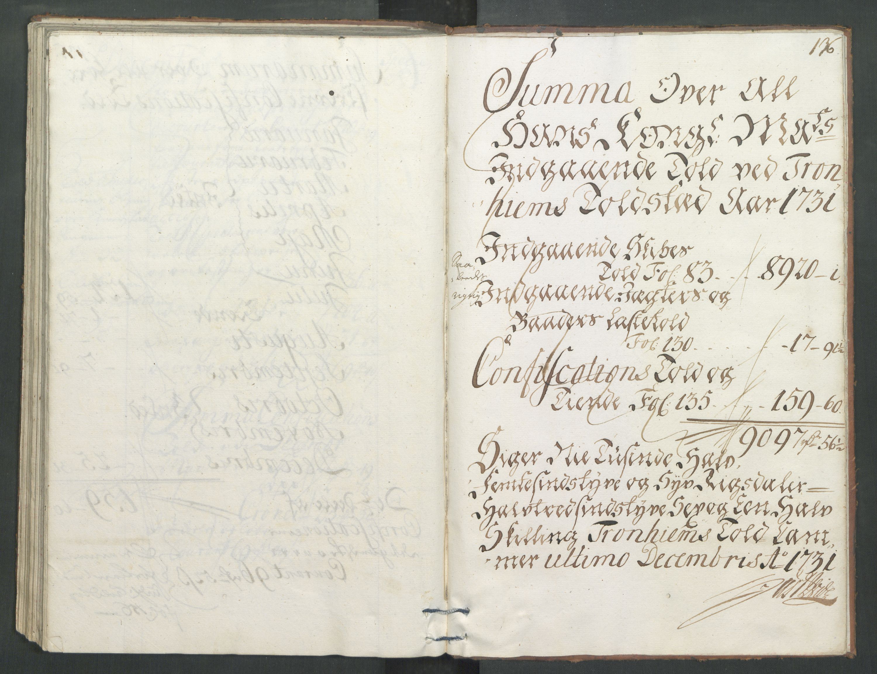 Generaltollkammeret, tollregnskaper, RA/EA-5490/R33/L0013/0001: Tollregnskaper Trondheim A / Inngående tollbok, 1731, p. 135b-136a
