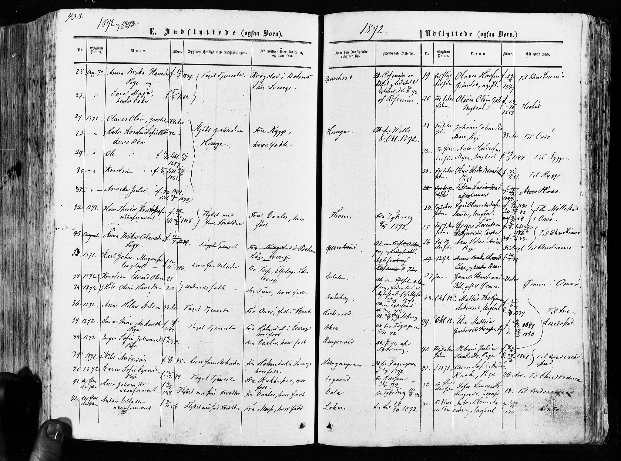 Råde prestekontor kirkebøker, AV/SAO-A-2009/F/Fa/L0006: Parish register (official) no. 6, 1854-1877, p. 458