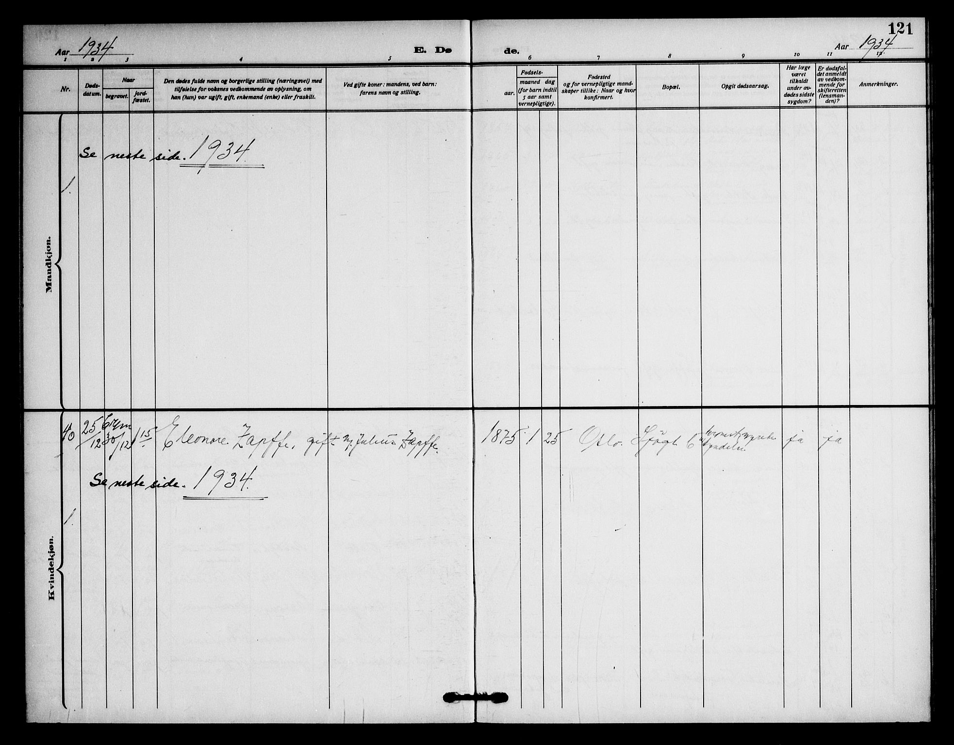 Piperviken prestekontor Kirkebøker, SAO/A-10874/F/L0005: Parish register (official) no. 5, 1911-1949, p. 121