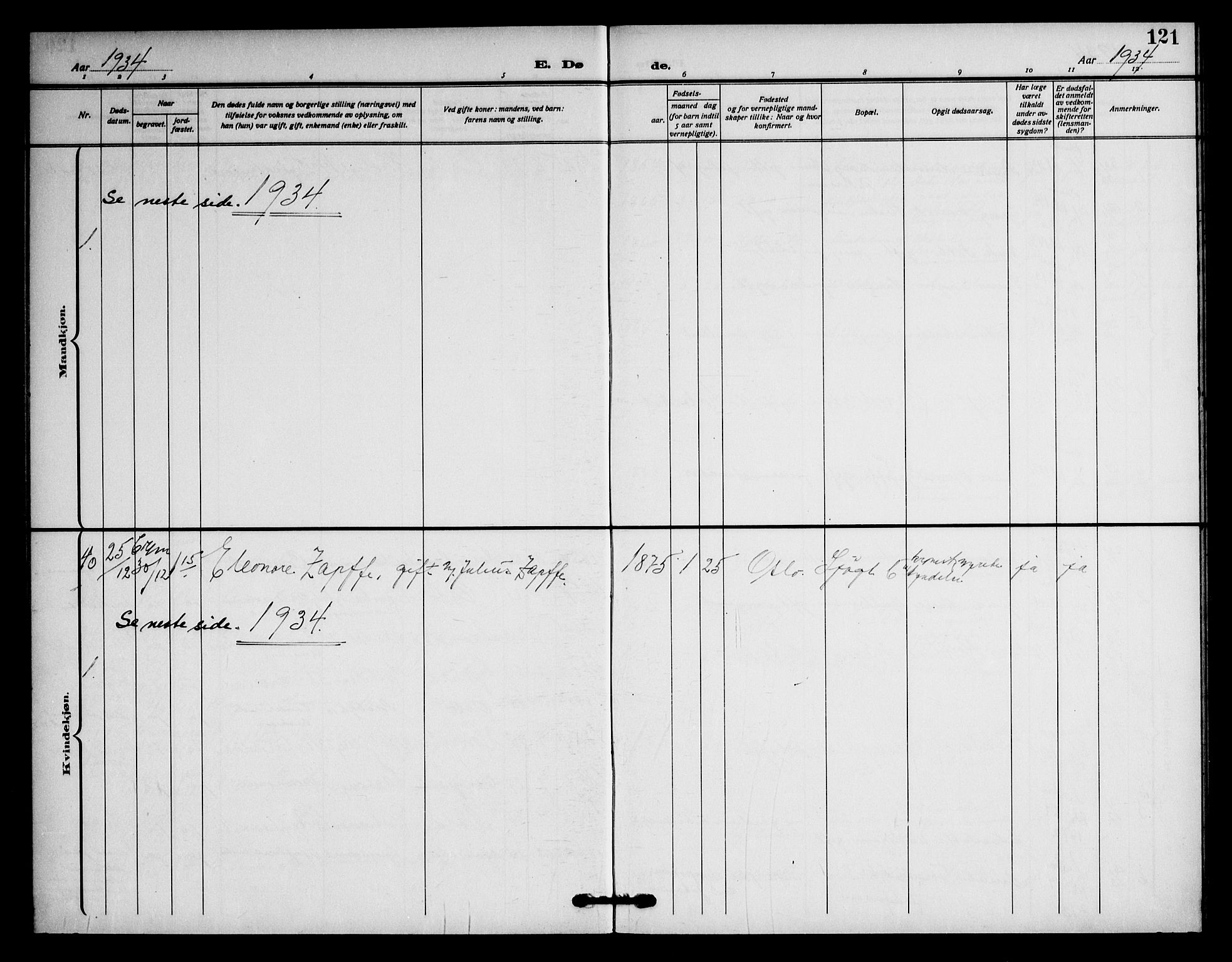 Piperviken prestekontor Kirkebøker, AV/SAO-A-10874/F/L0005: Parish register (official) no. 5, 1911-1949, p. 121