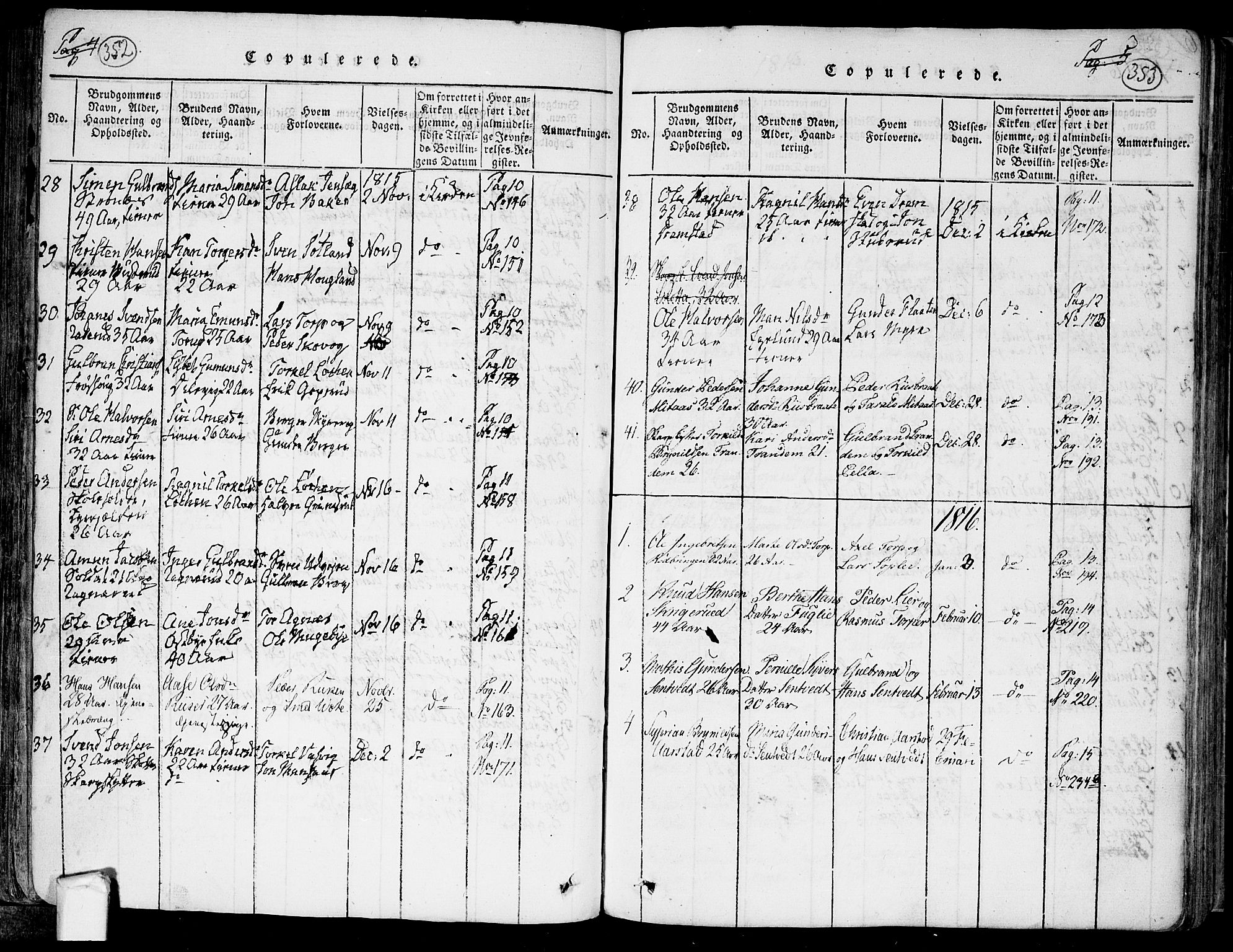 Trøgstad prestekontor Kirkebøker, SAO/A-10925/F/Fa/L0006: Parish register (official) no. I 6, 1815-1844, p. 352-353