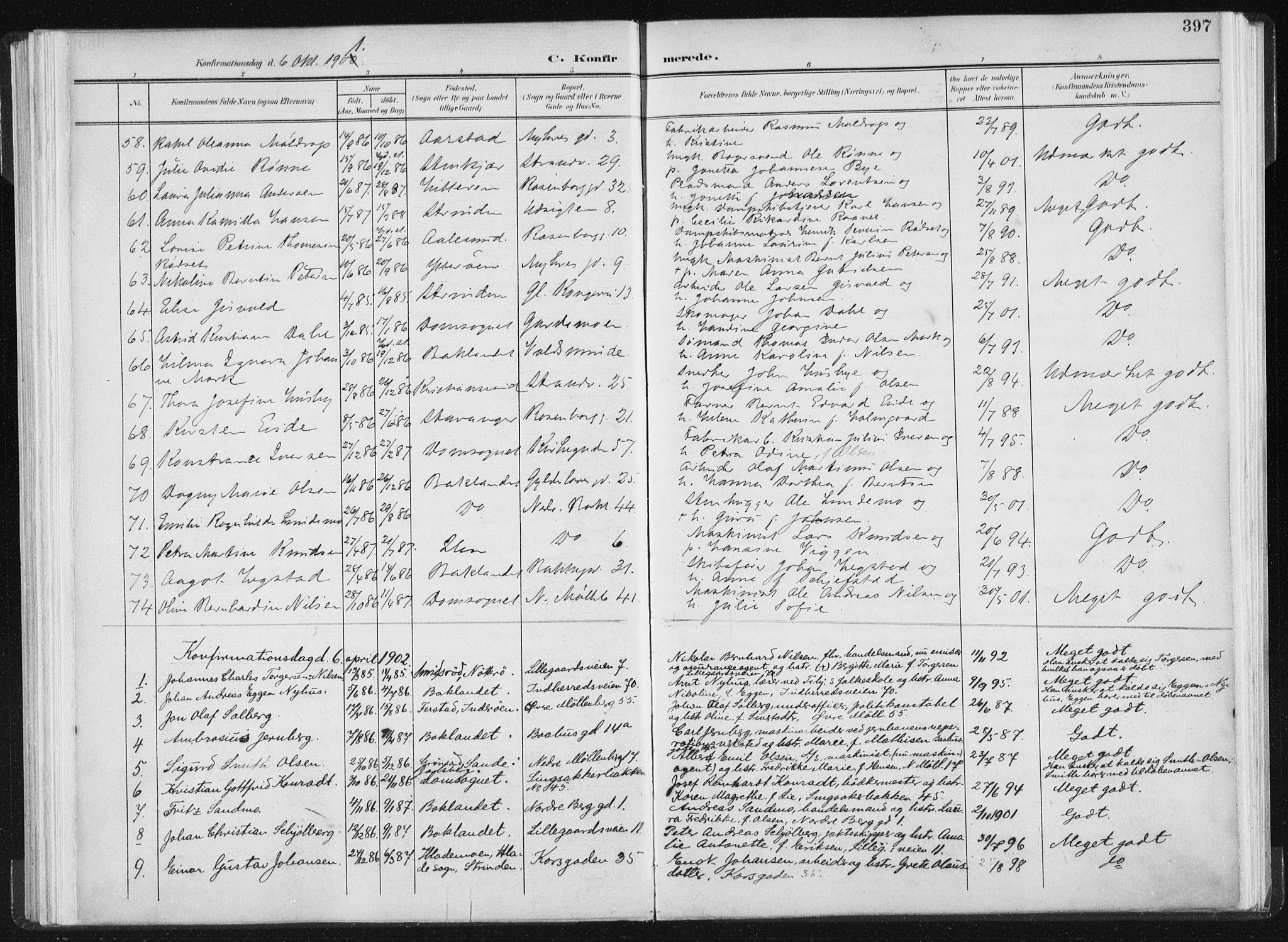 Ministerialprotokoller, klokkerbøker og fødselsregistre - Sør-Trøndelag, SAT/A-1456/604/L0200: Parish register (official) no. 604A20II, 1901-1908, p. 397