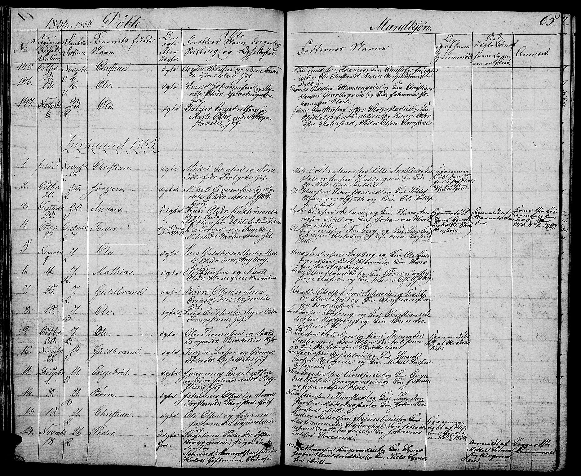 Ringsaker prestekontor, SAH/PREST-014/L/La/L0004: Parish register (copy) no. 4, 1827-1838, p. 65