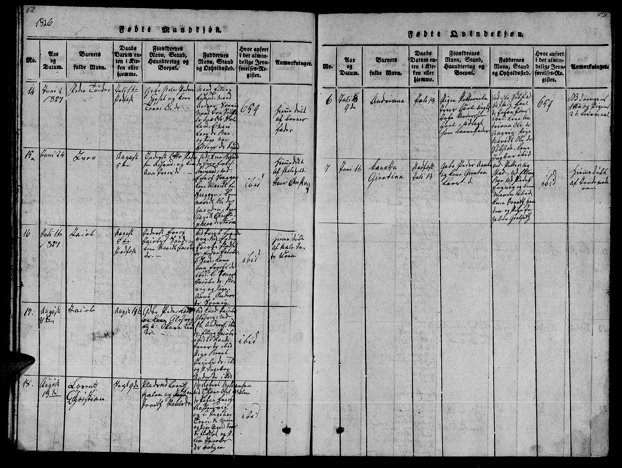 Ministerialprotokoller, klokkerbøker og fødselsregistre - Møre og Romsdal, AV/SAT-A-1454/569/L0818: Parish register (official) no. 569A04, 1820-1828, p. 52-53