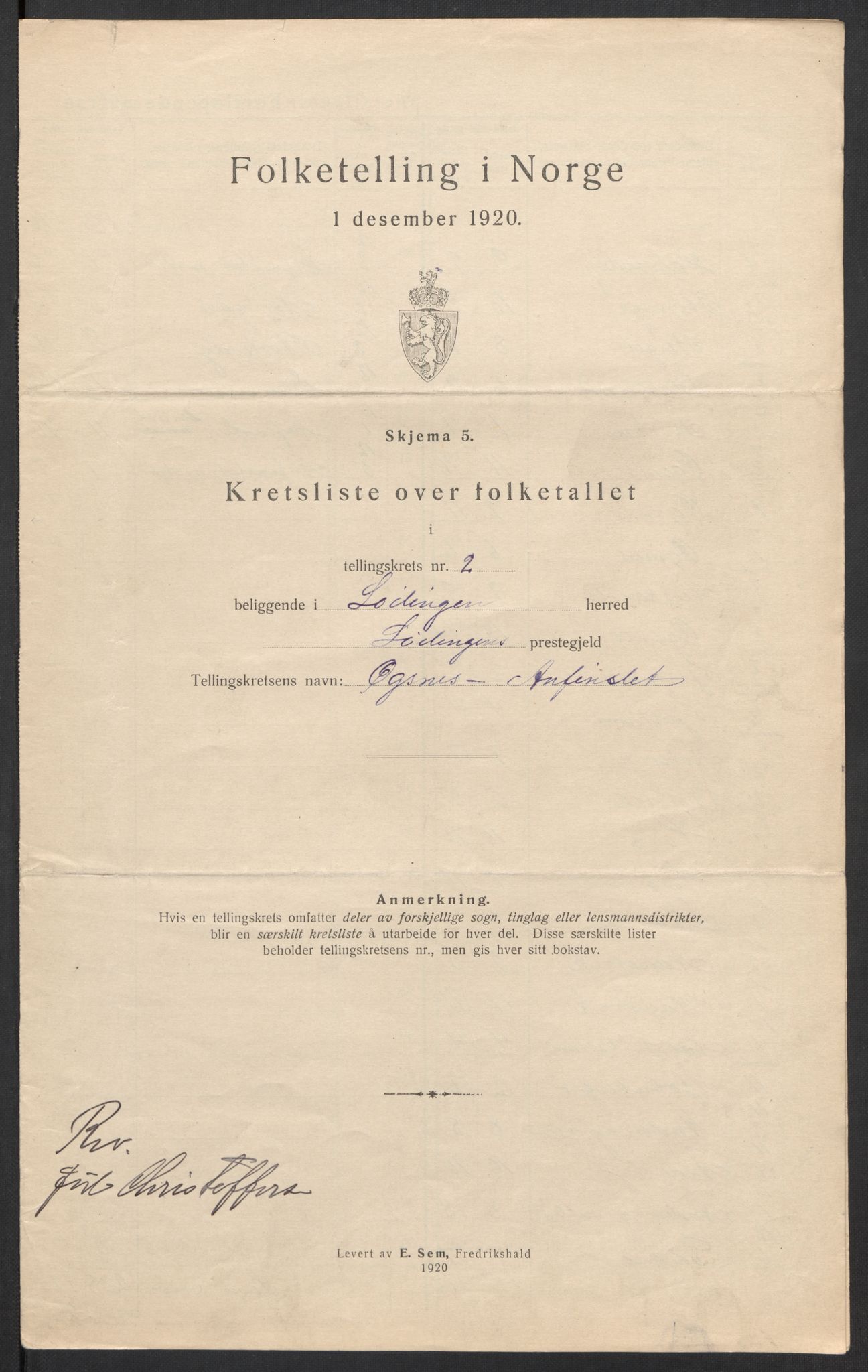 SAT, 1920 census for Lødingen, 1920, p. 9