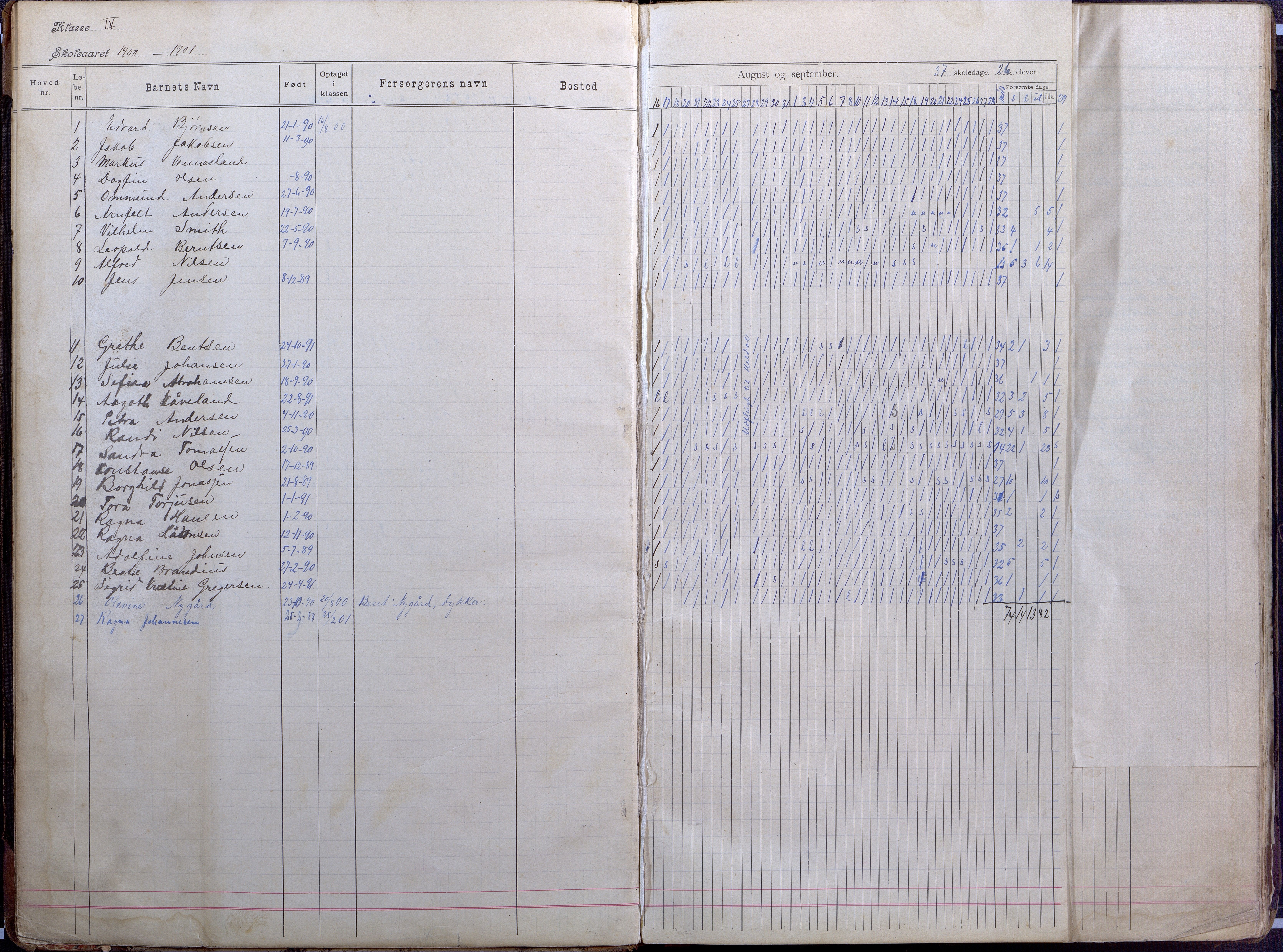 Lillesand kommune, AAMA/KA0926-PK/2/03/L0008: Folkeskolen - Dagbok IV klasse, 1898-1914