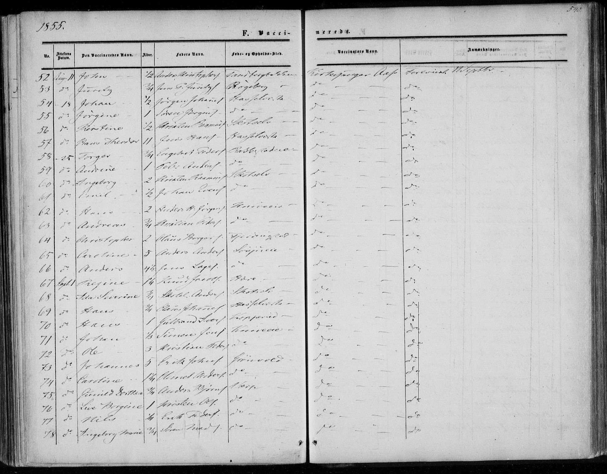 Eiker kirkebøker, AV/SAKO-A-4/F/Fa/L0015b: Parish register (official) no. I 15B, 1854-1860, p. 540