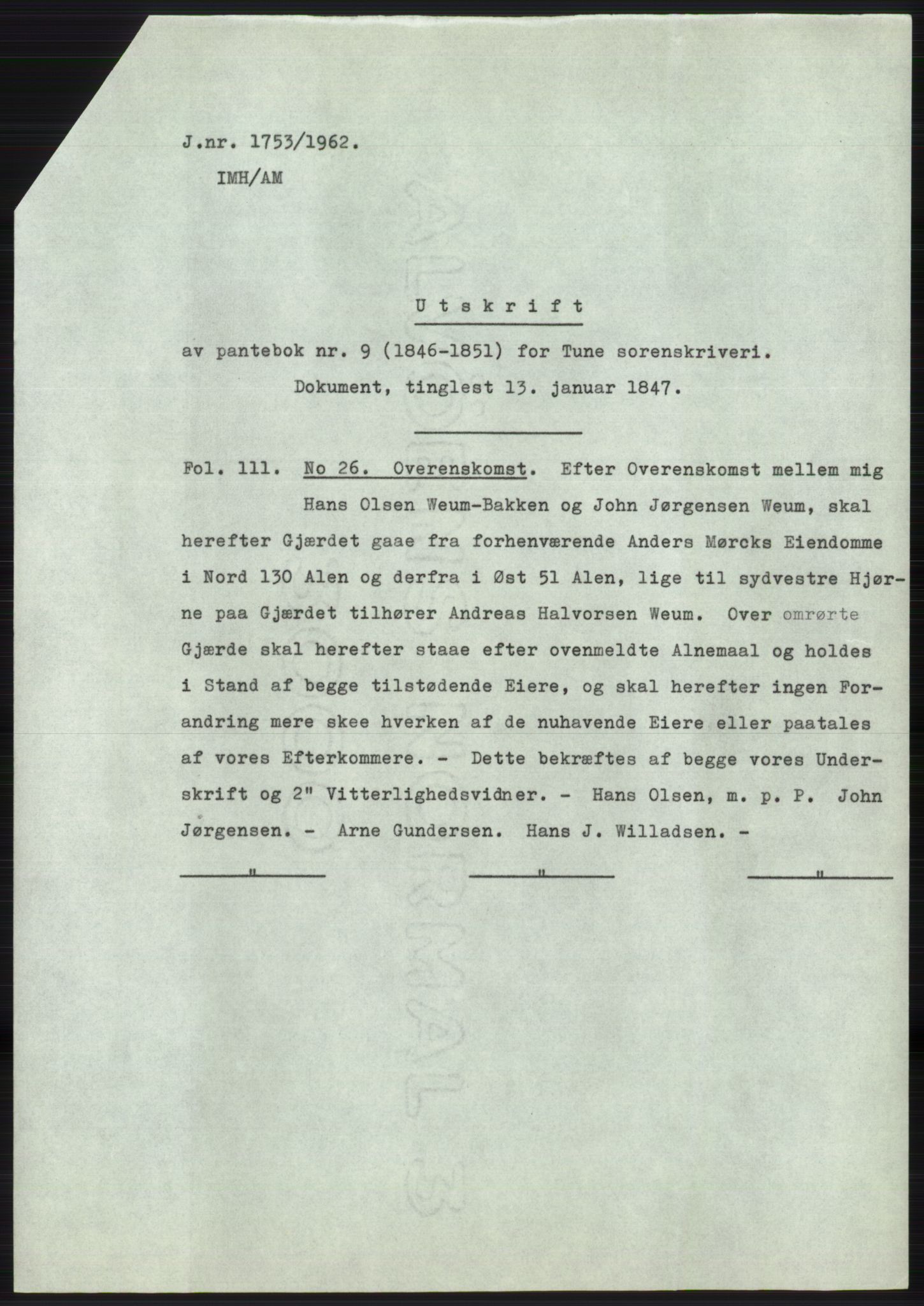 Statsarkivet i Oslo, AV/SAO-A-10621/Z/Zd/L0016: Avskrifter, j.nr 706-1878/1962, 1962, p. 487