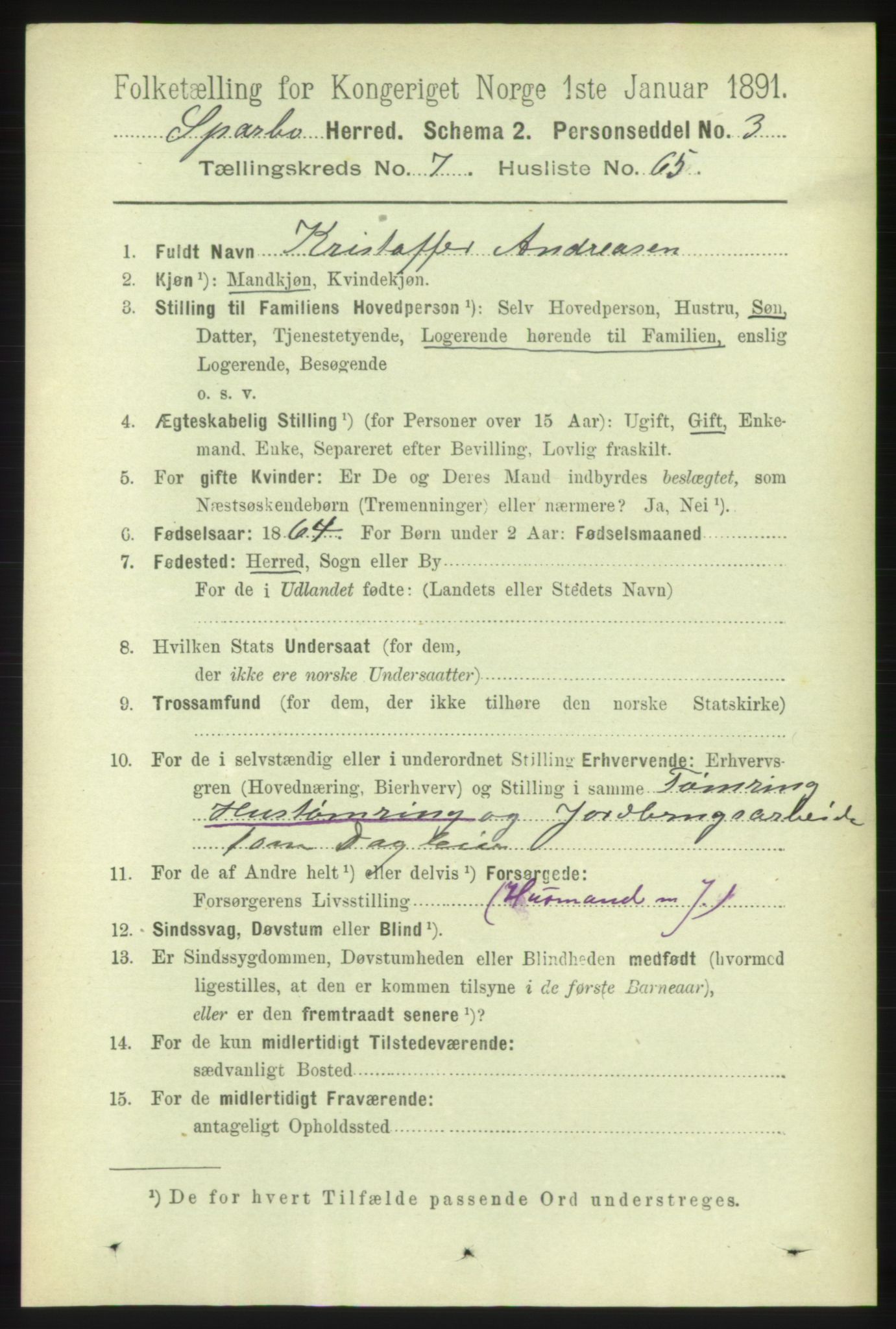 RA, 1891 census for 1731 Sparbu, 1891, p. 2742