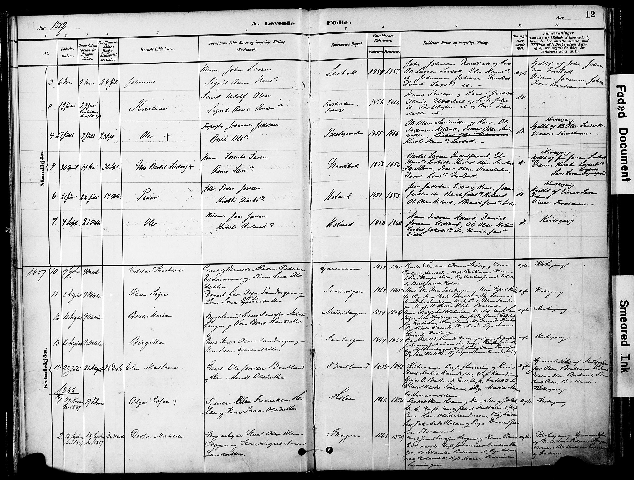 Ministerialprotokoller, klokkerbøker og fødselsregistre - Nord-Trøndelag, AV/SAT-A-1458/755/L0494: Parish register (official) no. 755A03, 1882-1902, p. 12