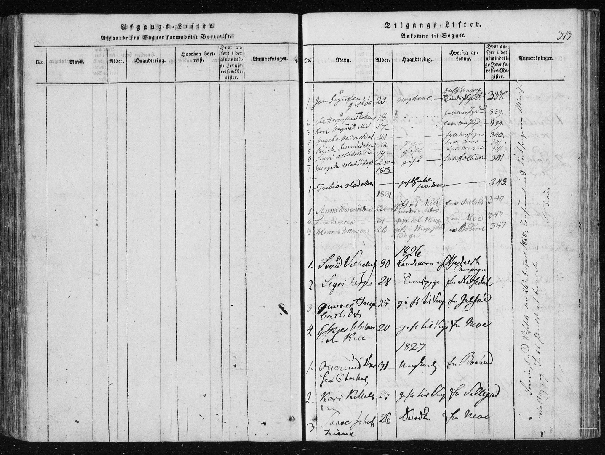Vinje kirkebøker, SAKO/A-312/F/Fa/L0003: Parish register (official) no. I 3, 1814-1843, p. 313