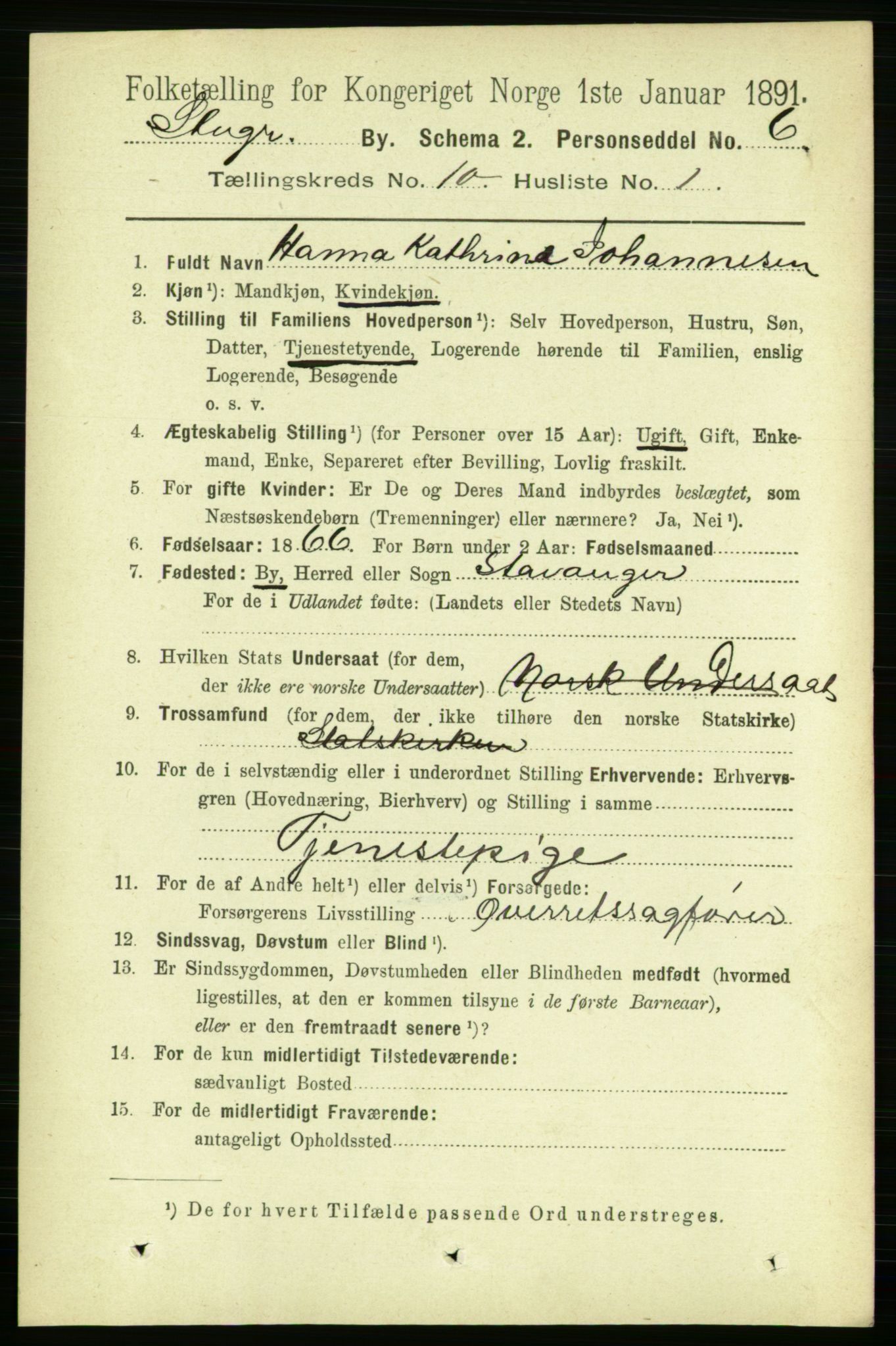 RA, 1891 census for 1103 Stavanger, 1891, p. 13715