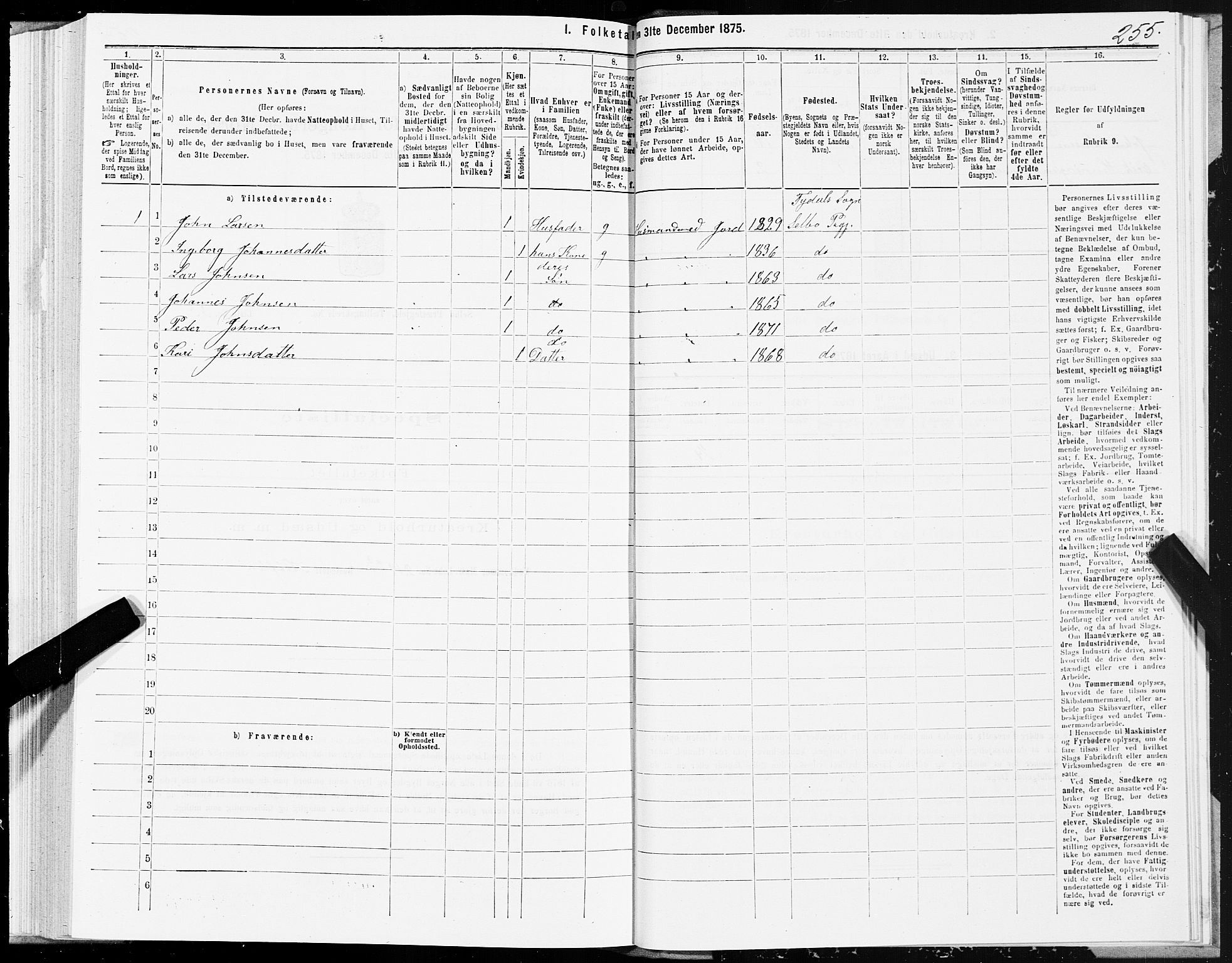 SAT, 1875 census for 1664P Selbu, 1875, p. 7255