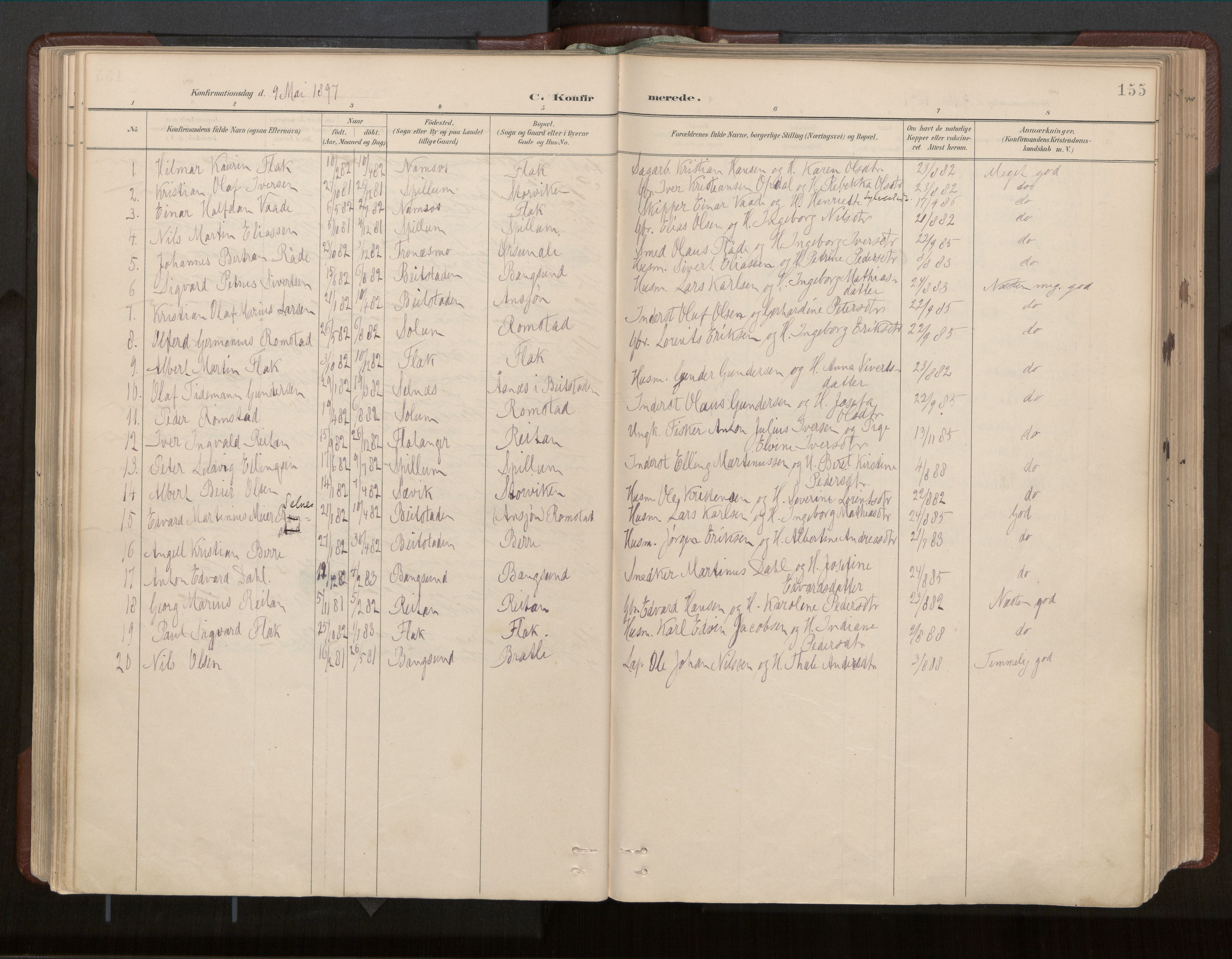 Ministerialprotokoller, klokkerbøker og fødselsregistre - Nord-Trøndelag, SAT/A-1458/770/L0589: Parish register (official) no. 770A03, 1887-1929, p. 155