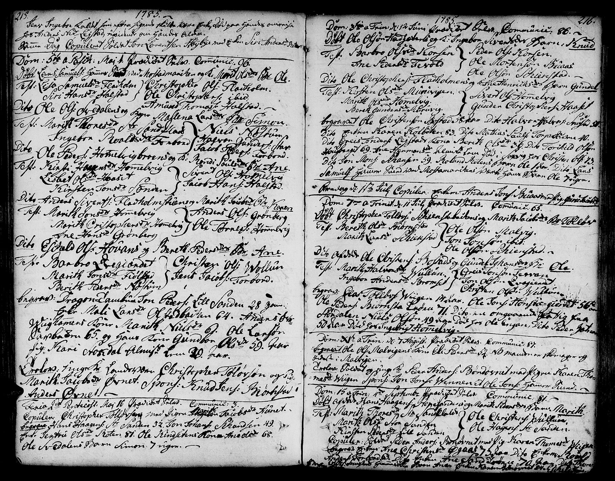 Ministerialprotokoller, klokkerbøker og fødselsregistre - Sør-Trøndelag, SAT/A-1456/606/L0281: Parish register (official) no. 606A02 /2, 1781-1817, p. 215-216