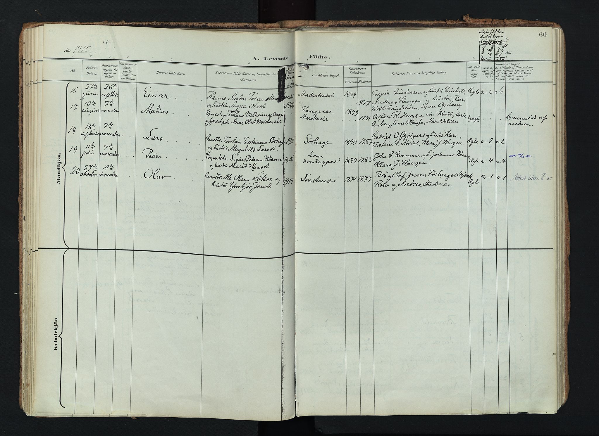 Lom prestekontor, SAH/PREST-070/K/L0010: Parish register (official) no. 10, 1899-1926, p. 60
