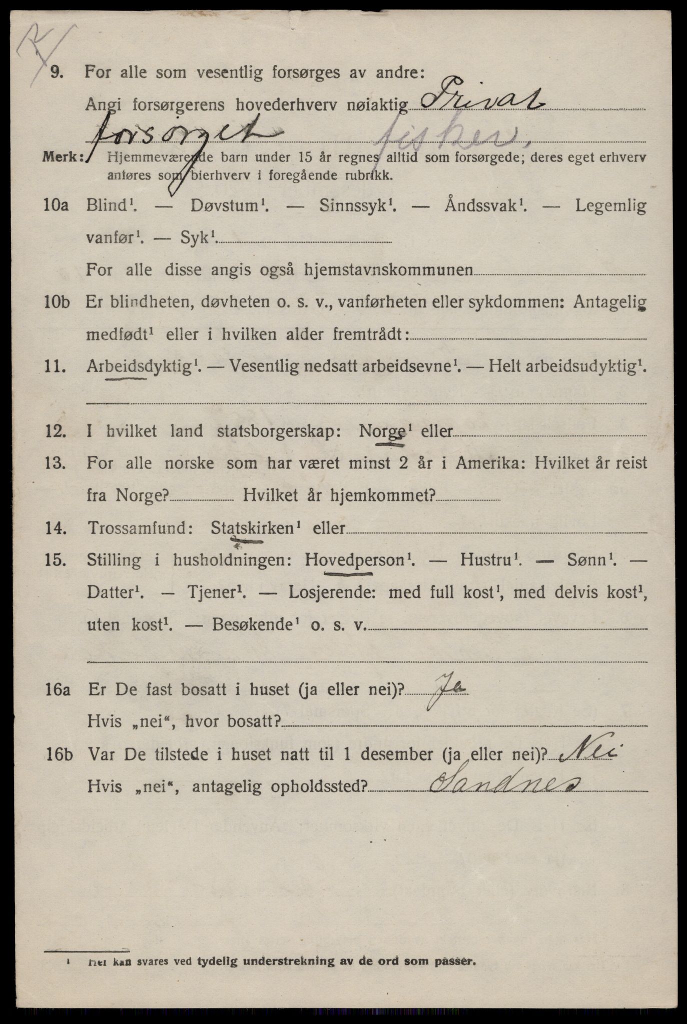 SAST, 1920 census for Strand, 1920, p. 7046