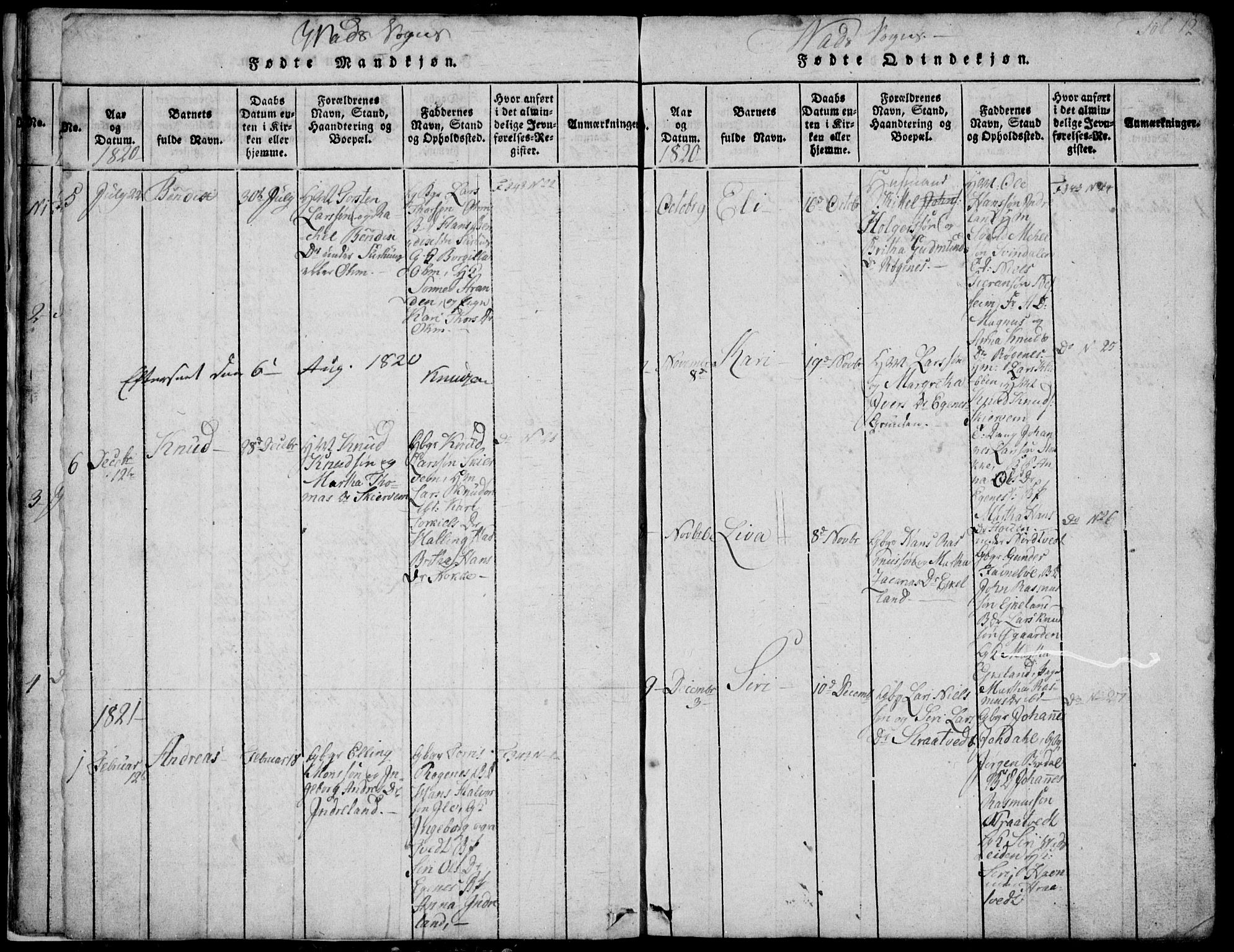 Skjold sokneprestkontor, AV/SAST-A-101847/H/Ha/Hab/L0002: Parish register (copy) no. B 2 /2, 1815-1830, p. 12