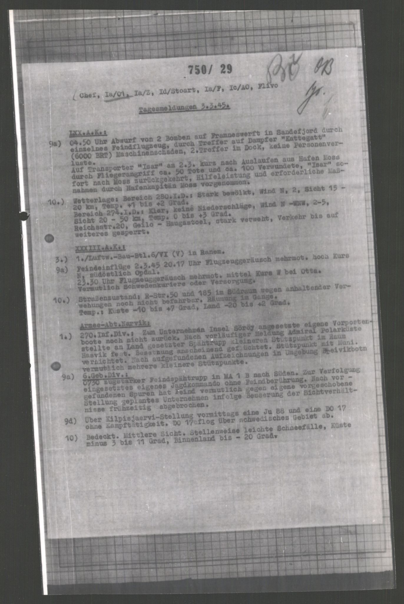 Forsvarets Overkommando. 2 kontor. Arkiv 11.4. Spredte tyske arkivsaker, AV/RA-RAFA-7031/D/Dar/Dara/L0003: Krigsdagbøker for 20. Gebirgs-Armee-Oberkommando (AOK 20), 1945, p. 411