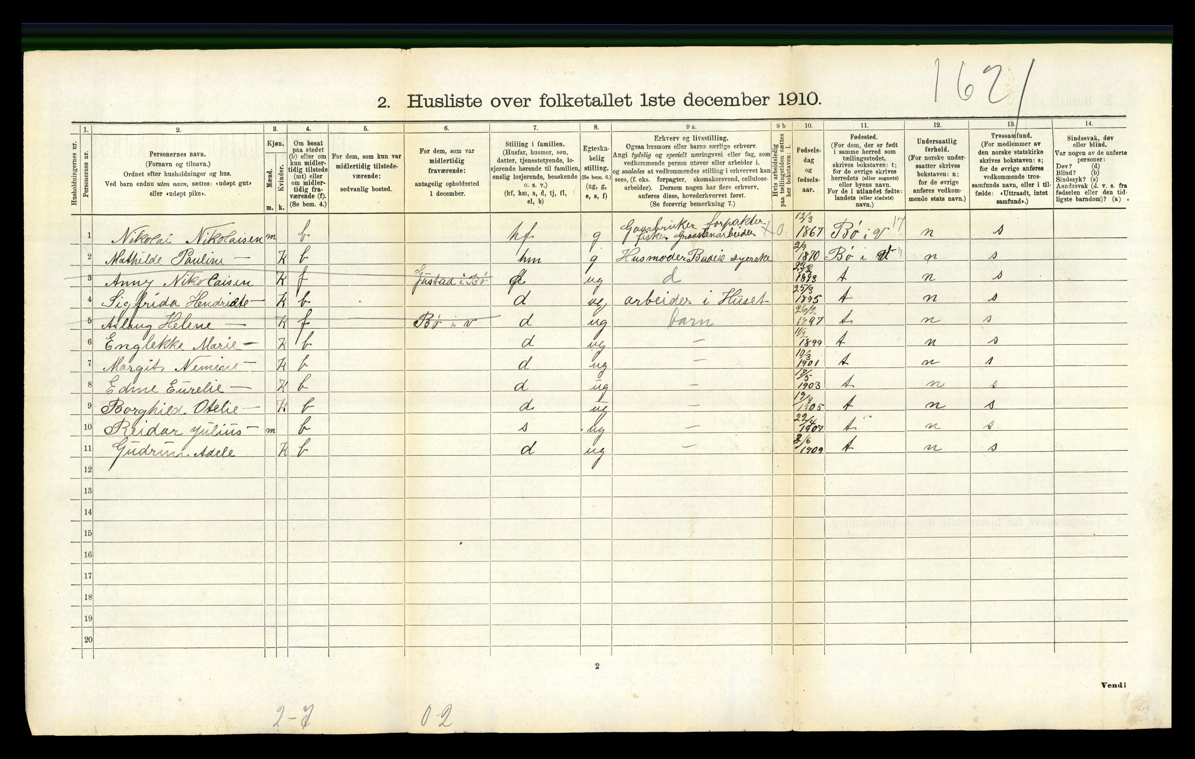 RA, 1910 census for Hadsel, 1910, p. 2374