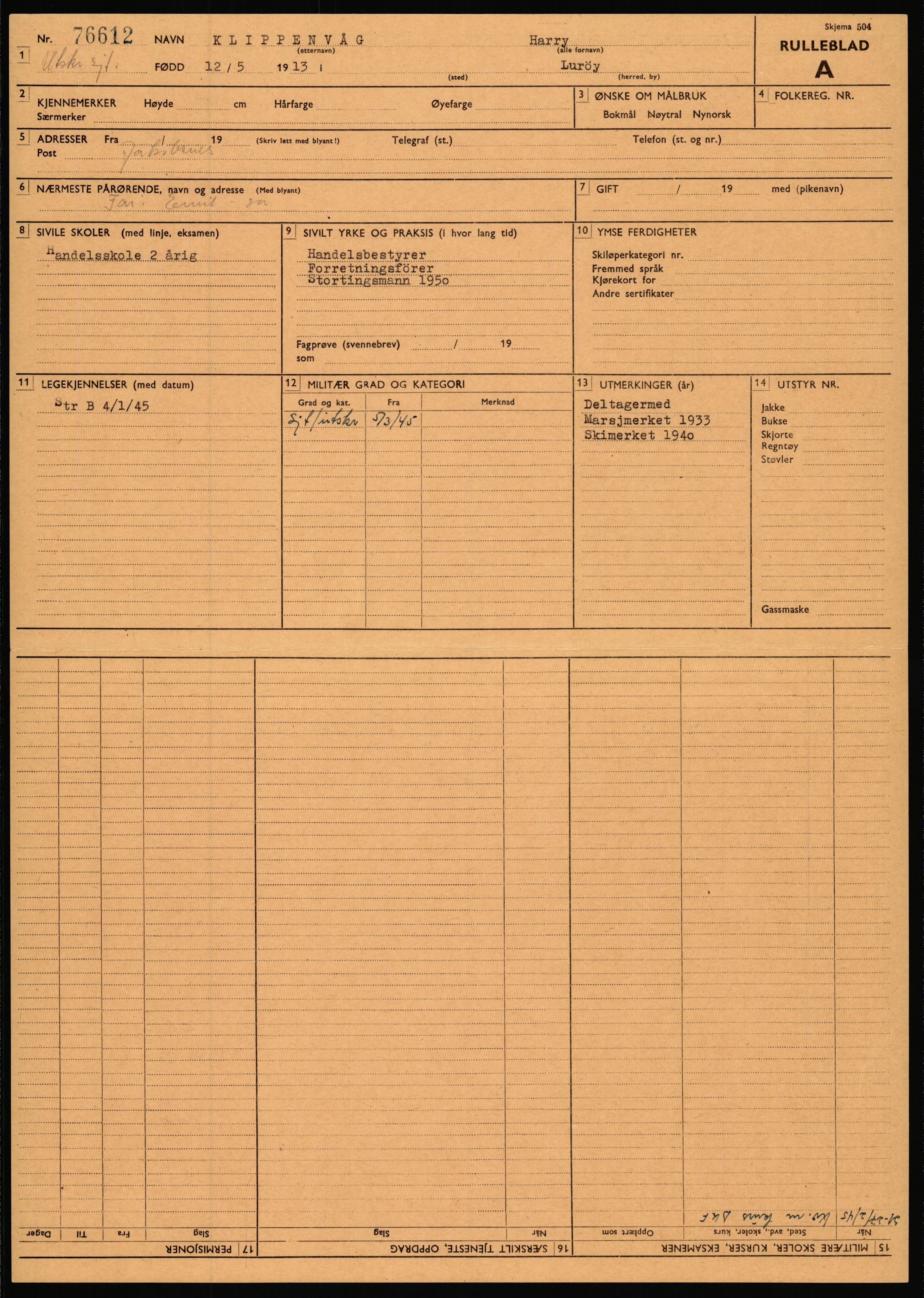 Forsvaret, Varanger bataljon, AV/RA-RAFA-2258/1/D/L0455: Rulleblad og tjenesteuttalelser for befal født 1894-1896, 1901-1909 og 1911-1915, 1894-1915, p. 342