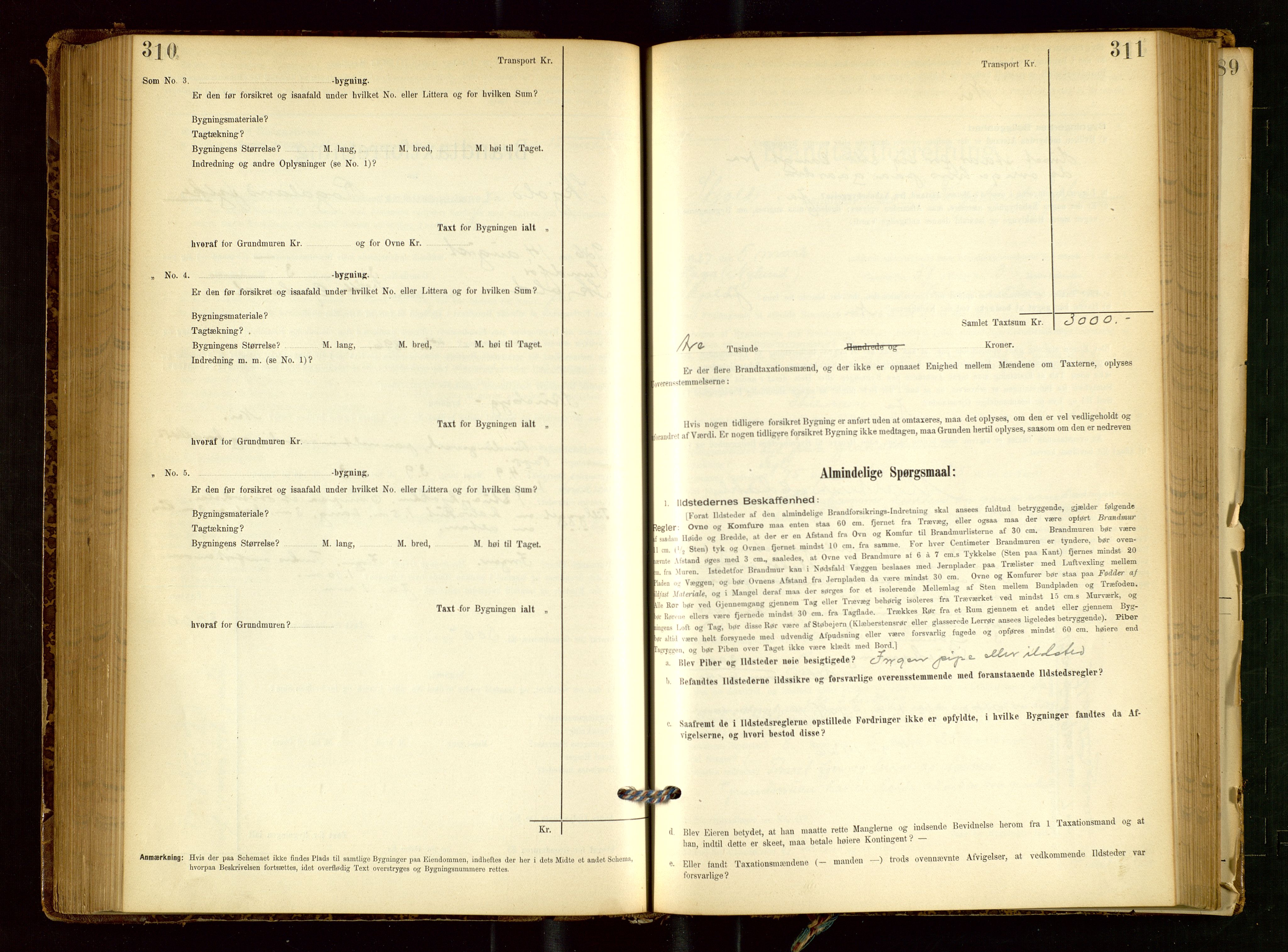 Skjold lensmannskontor, SAST/A-100182/Gob/L0001: "Brandtaxationsprotokol for Skjold Lensmandsdistrikt Ryfylke Fogderi", 1894-1939, p. 310-311