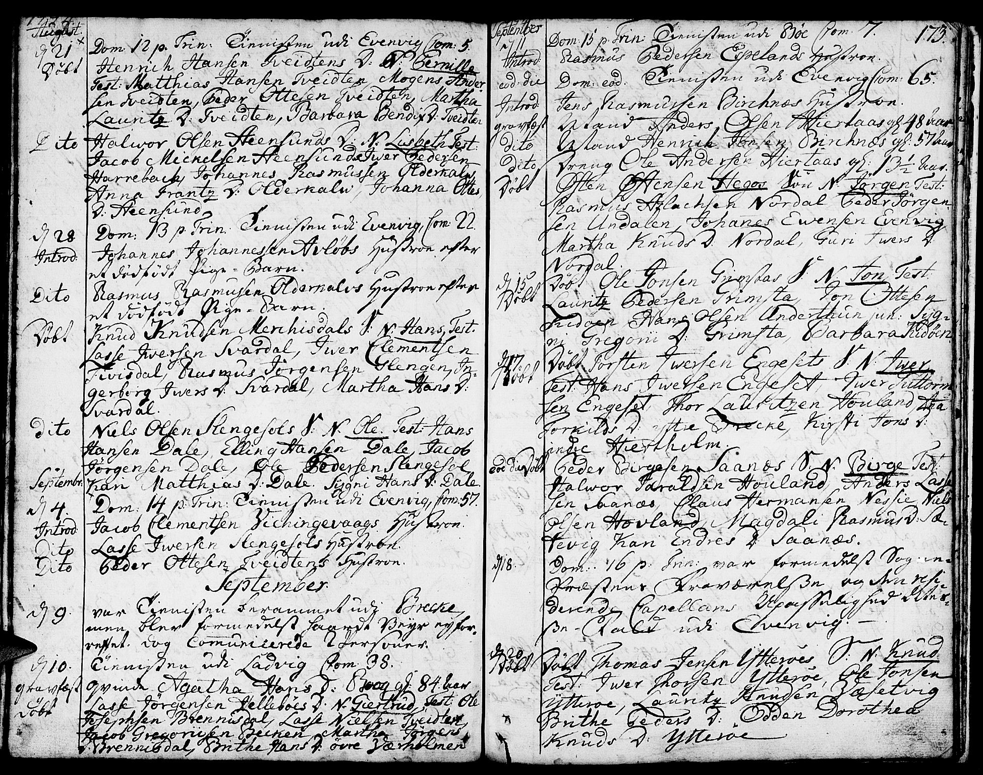 Gulen sokneprestembete, SAB/A-80201/H/Haa/Haaa/L0012: Parish register (official) no. A 12, 1749-1776, p. 173