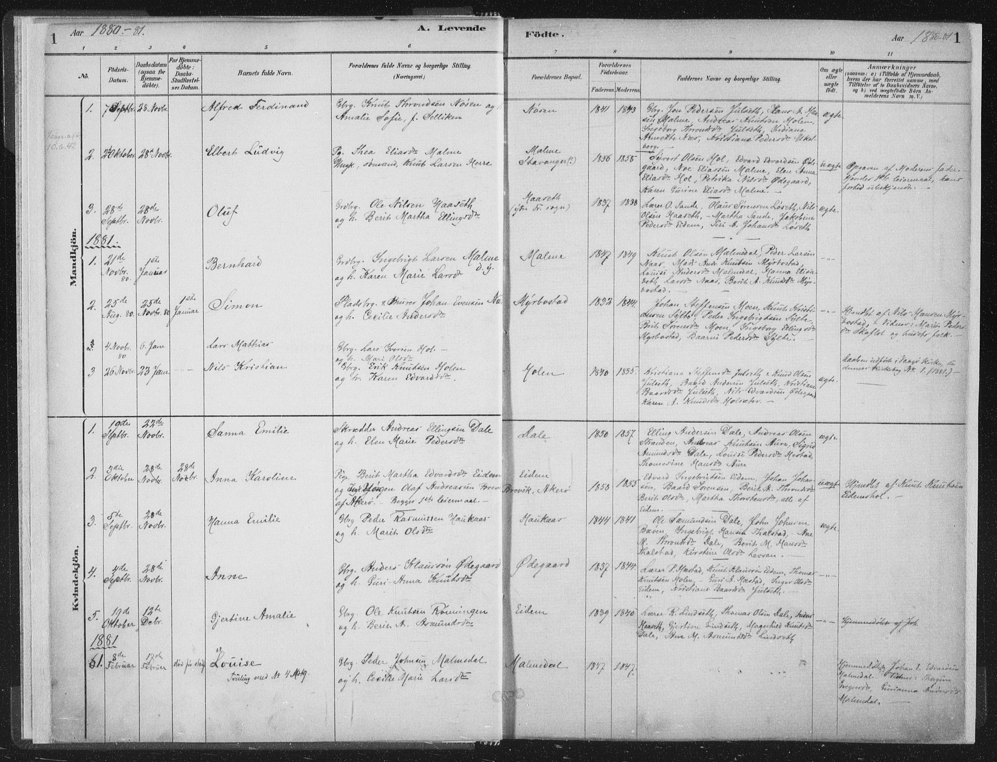 Ministerialprotokoller, klokkerbøker og fødselsregistre - Møre og Romsdal, AV/SAT-A-1454/564/L0740: Parish register (official) no. 564A01, 1880-1899, p. 1