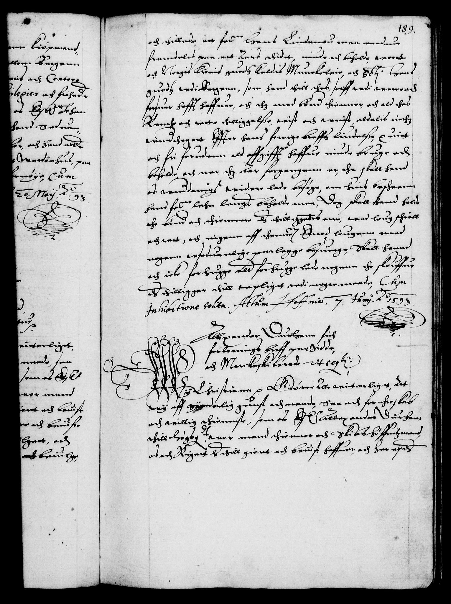 Danske Kanselli 1572-1799, AV/RA-EA-3023/F/Fc/Fca/Fcaa/L0002: Norske registre (mikrofilm), 1588-1596, p. 189a