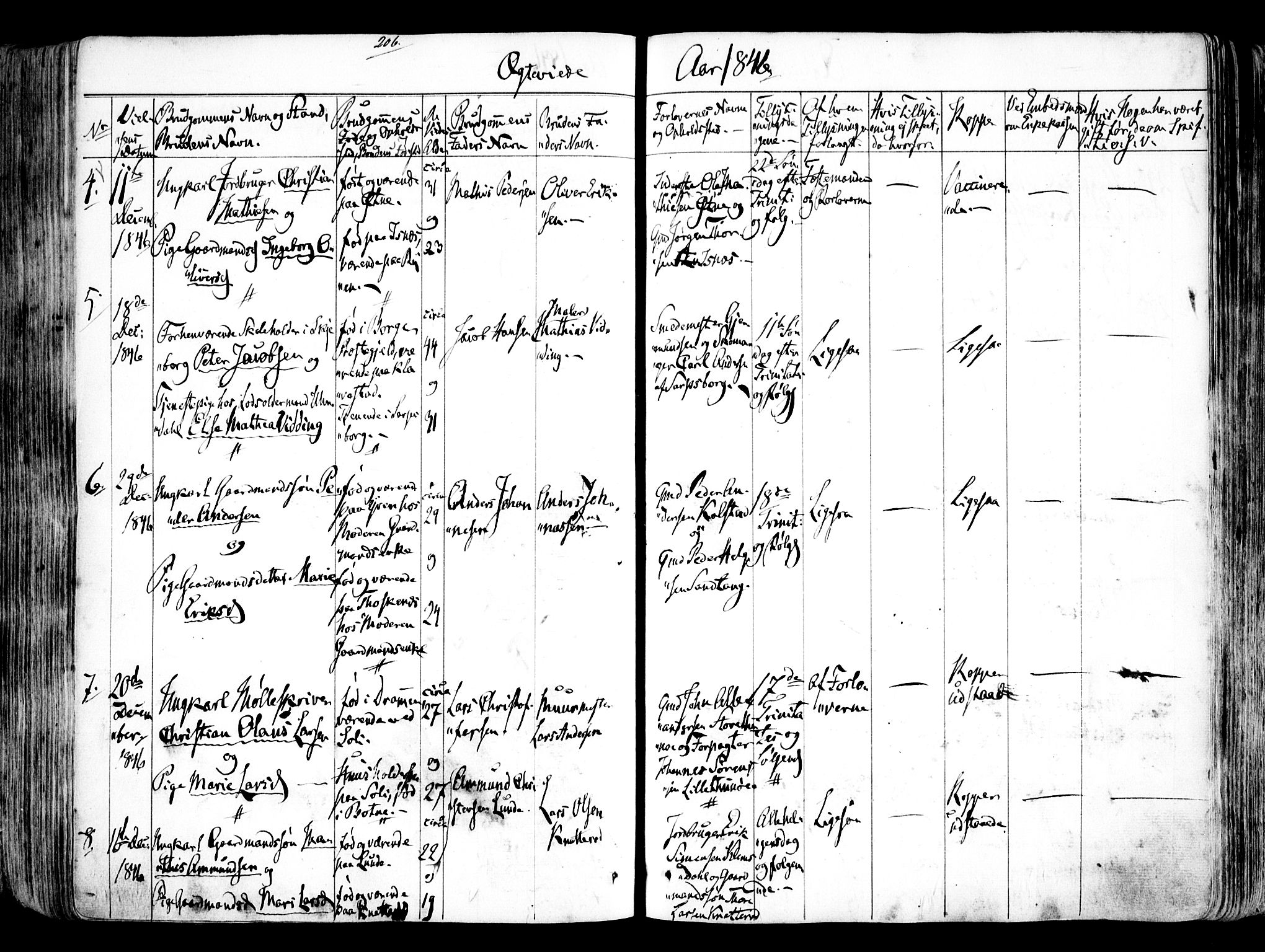 Tune prestekontor Kirkebøker, AV/SAO-A-2007/F/Fa/L0009: Parish register (official) no. 9, 1842-1846, p. 206