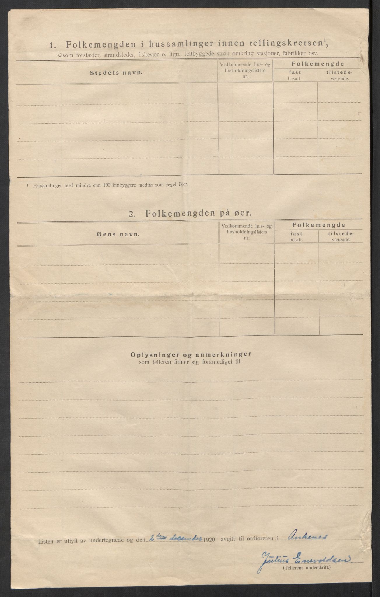 SAT, 1920 census for Ankenes, 1920, p. 57