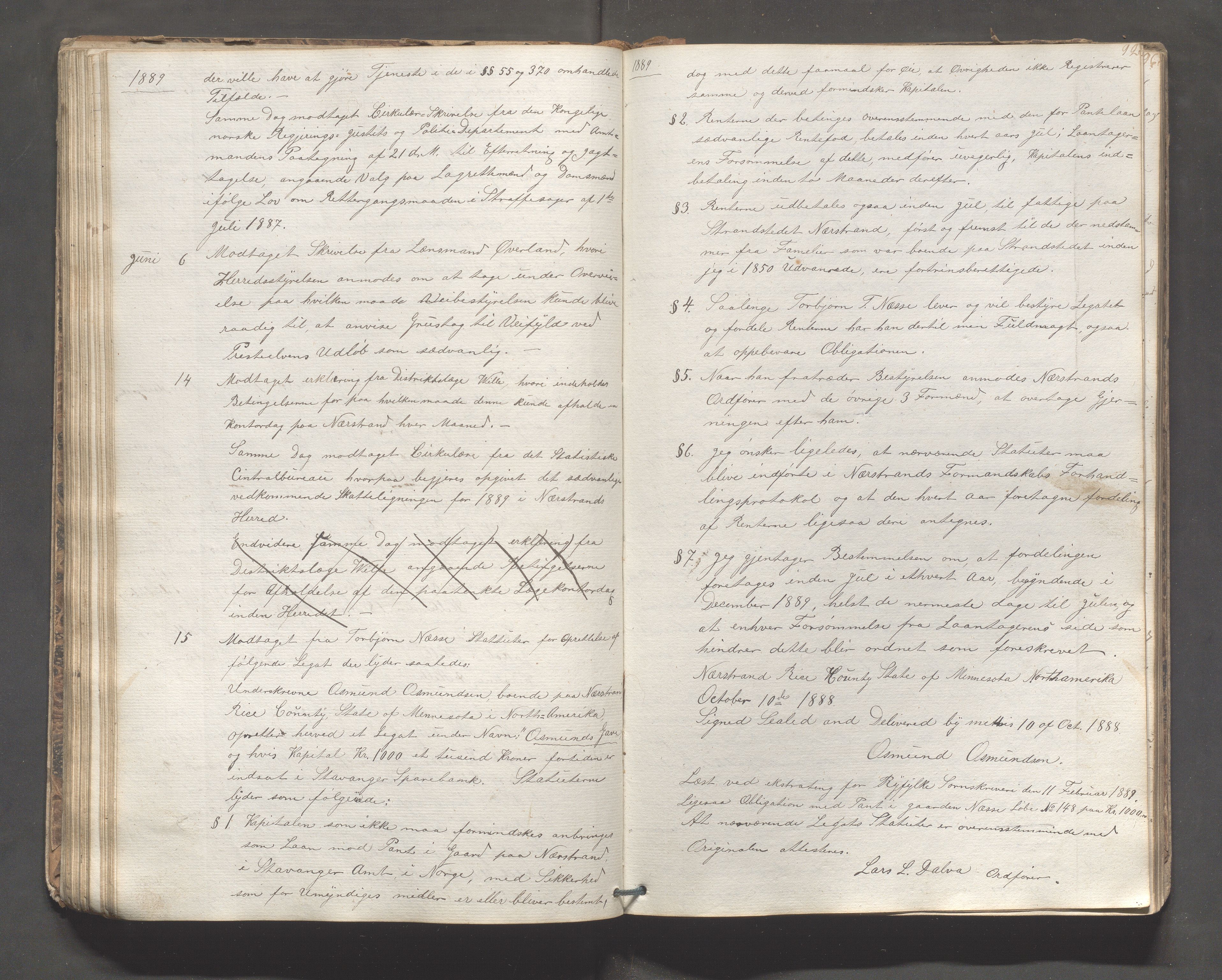 Nedstrand kommune - Formannskapet, IKAR/K-100244/C/L0001: Journal, 1837-1908, p. 92