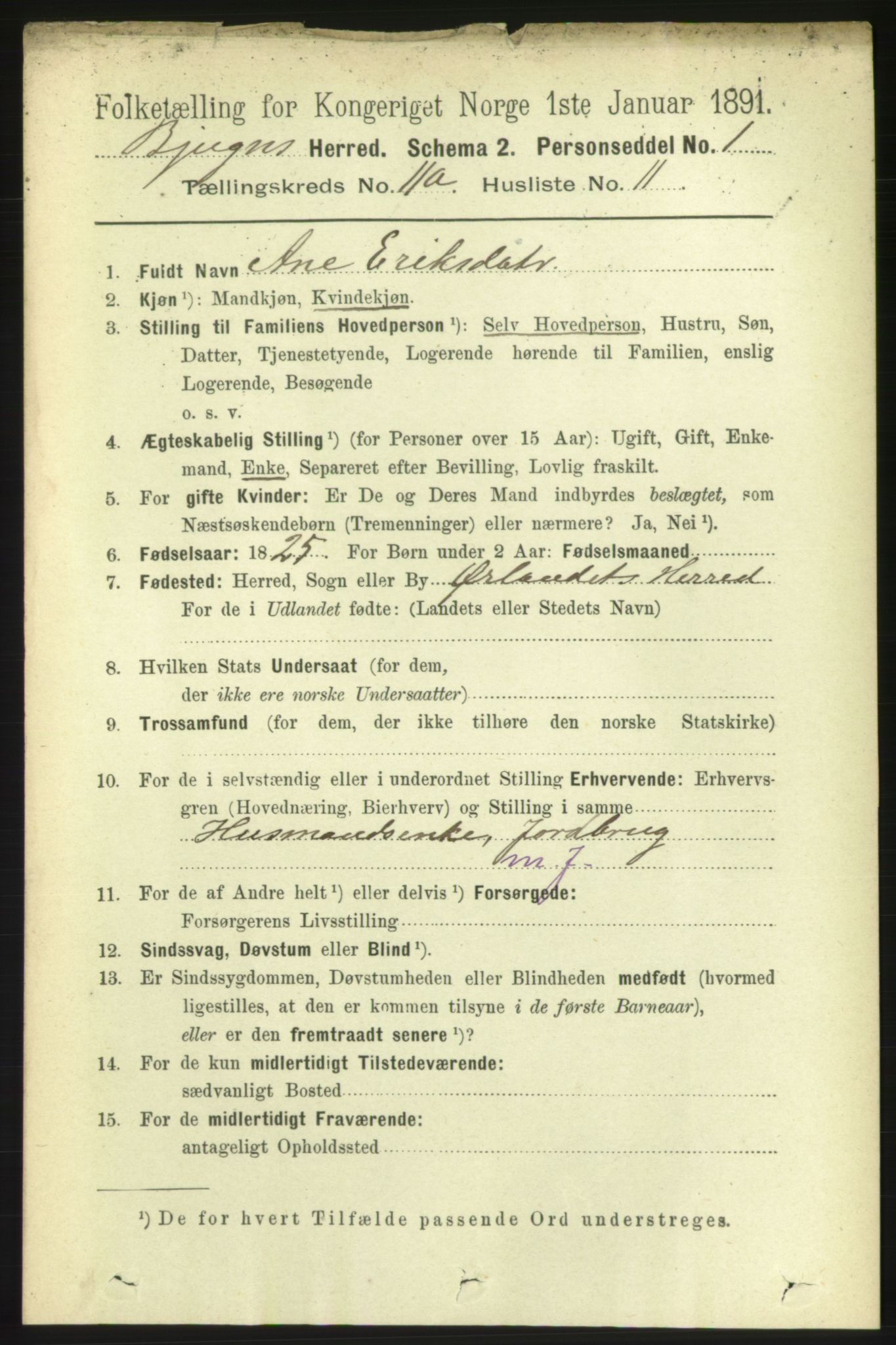 RA, 1891 census for 1627 Bjugn, 1891, p. 3121