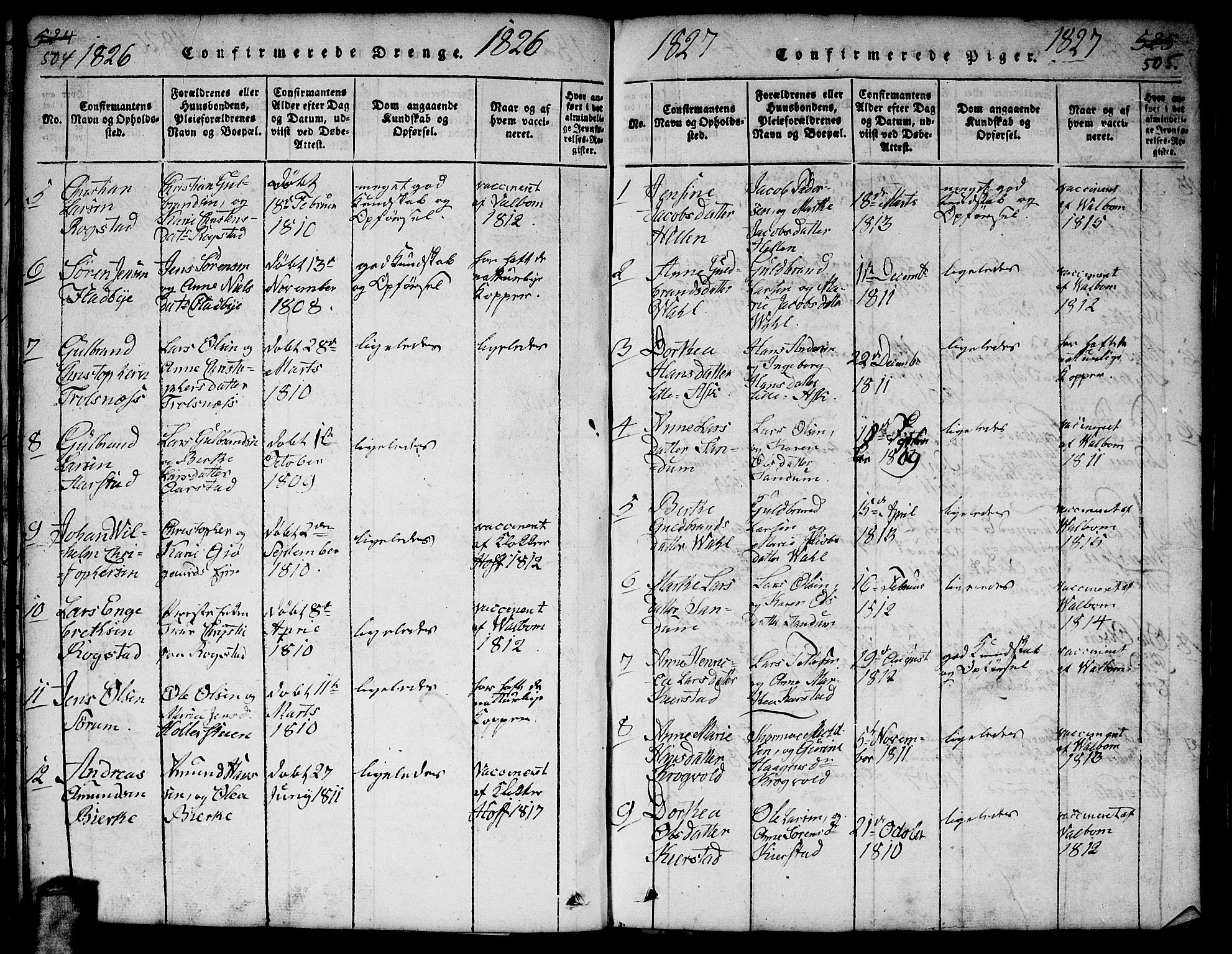 Gjerdrum prestekontor Kirkebøker, AV/SAO-A-10412b/F/Fa/L0004: Parish register (official) no. I 4, 1816-1836, p. 504-505