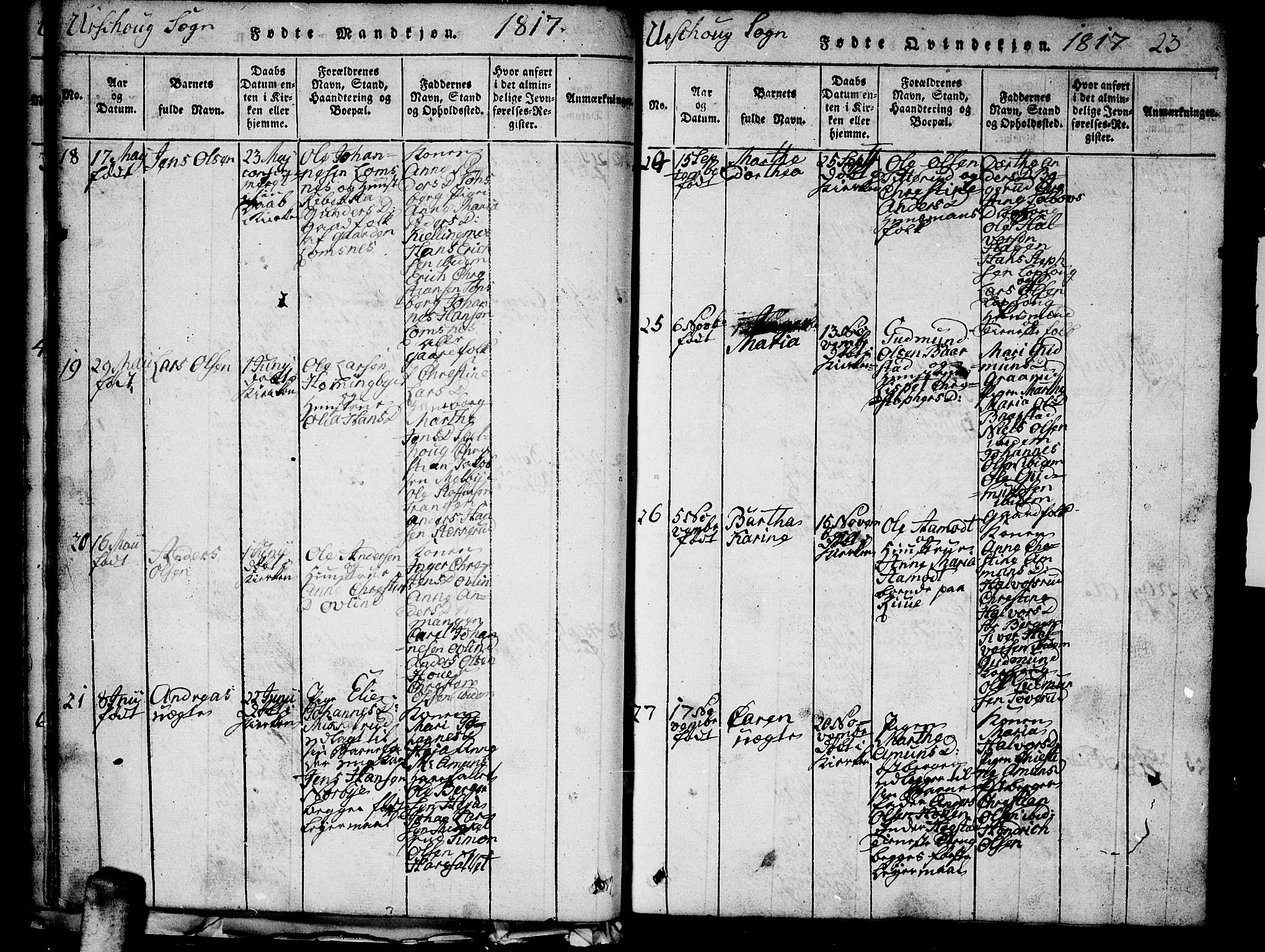 Aurskog prestekontor Kirkebøker, AV/SAO-A-10304a/G/Ga/L0001: Parish register (copy) no. I 1, 1814-1829, p. 23