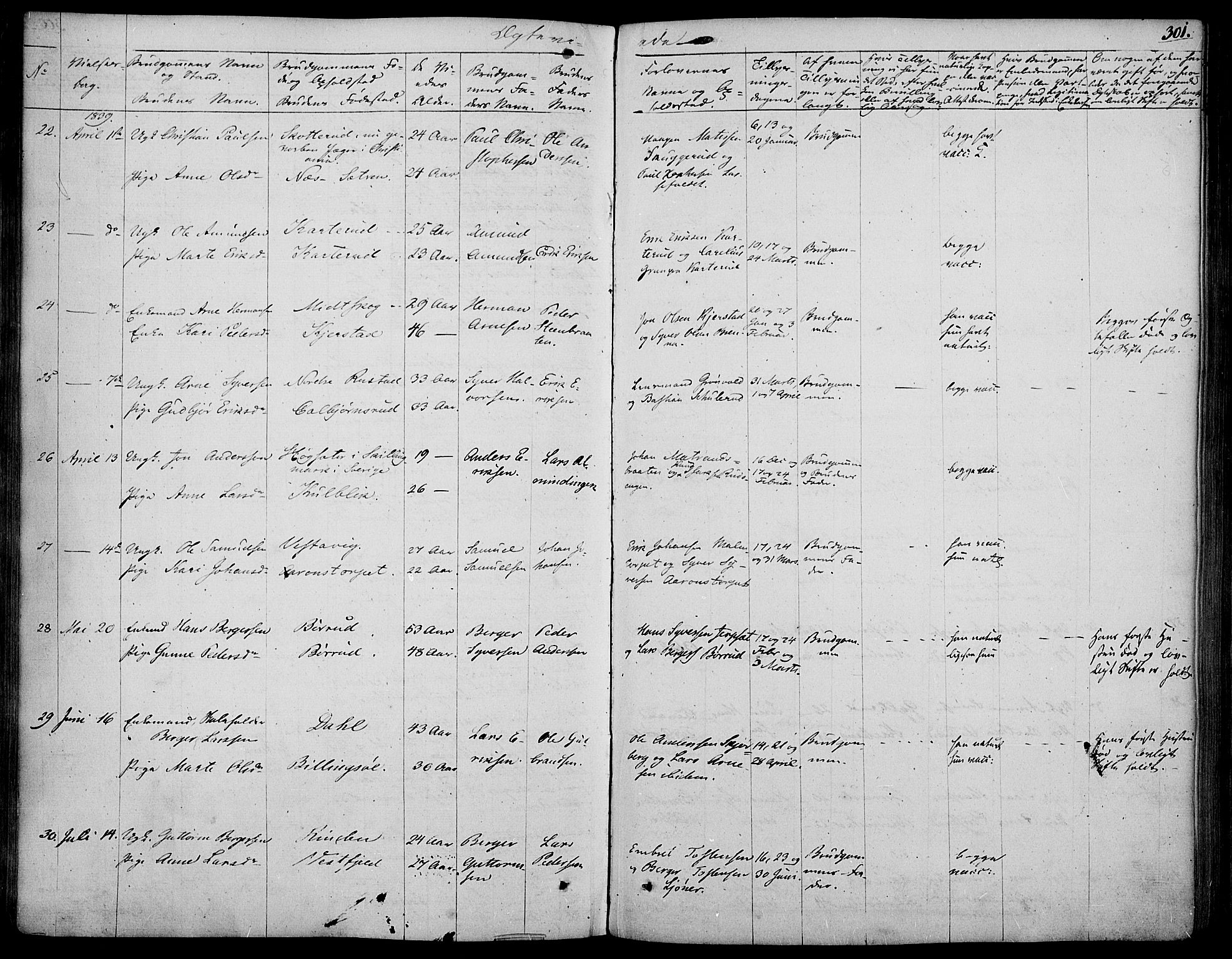 Vinger prestekontor, SAH/PREST-024/H/Ha/Haa/L0008: Parish register (official) no. 8, 1839-1847, p. 301