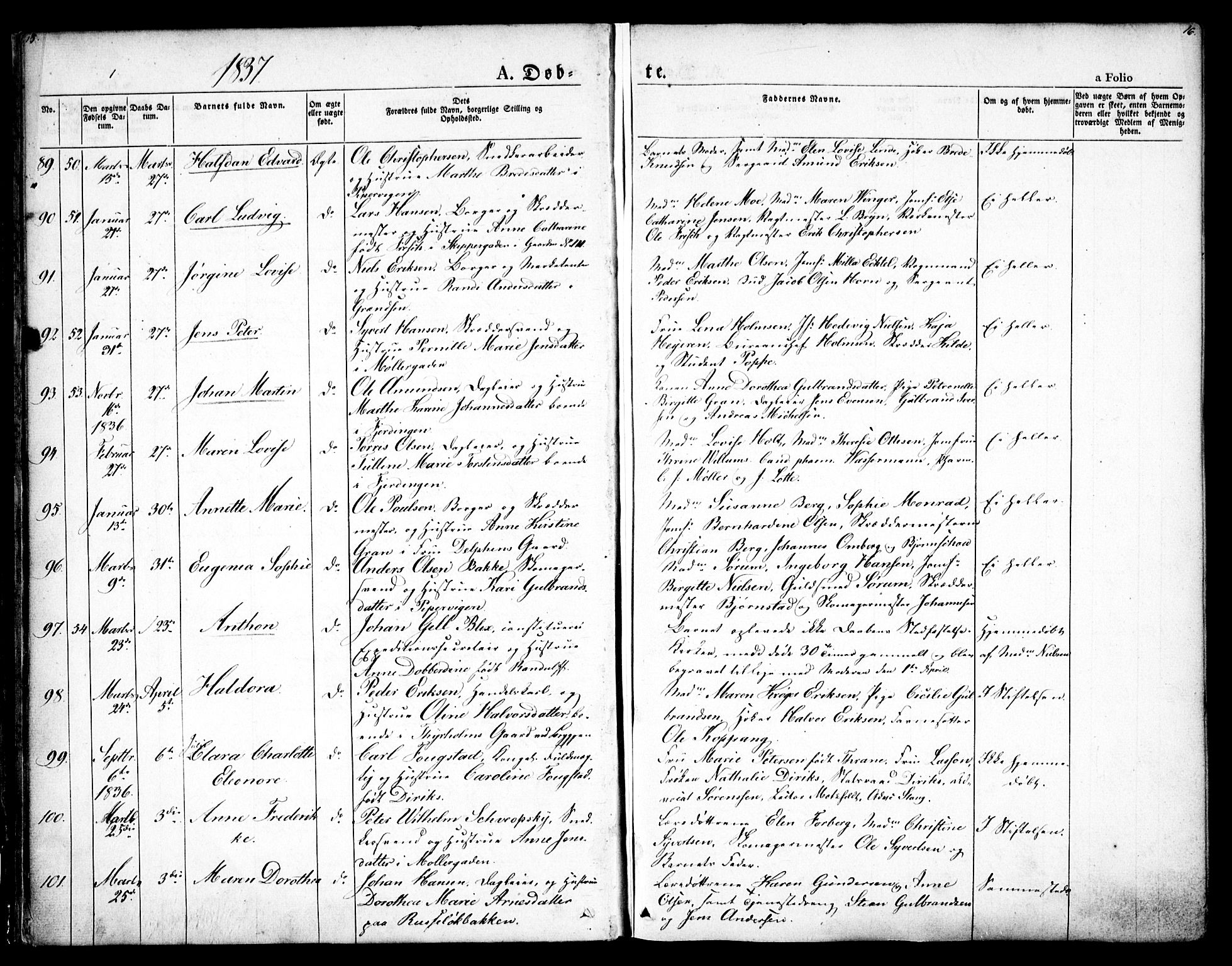 Oslo domkirke Kirkebøker, SAO/A-10752/F/Fa/L0012: Parish register (official) no. 12, 1837-1845, p. 15-16